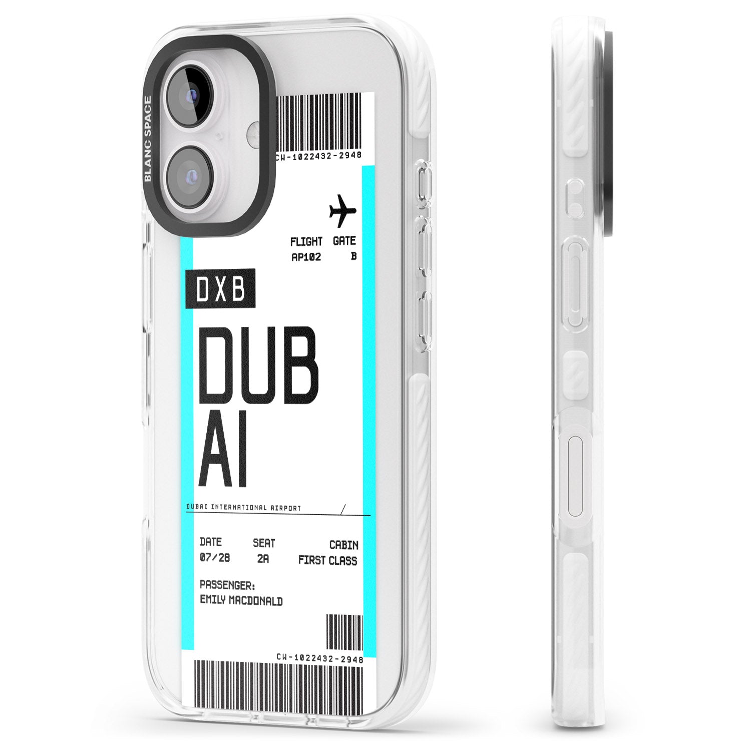 iPhone 16 Pro Max Personalised Dubai Boarding Pass Black Impact Phone Case