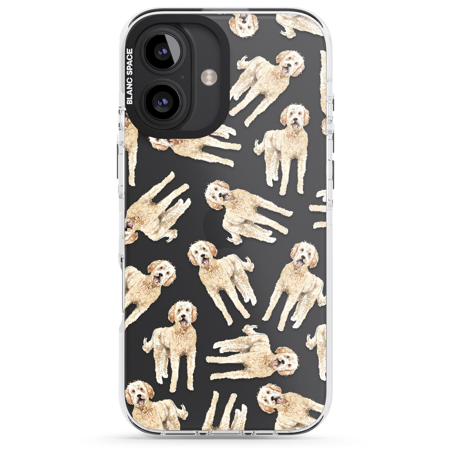 iPhone 16 Pro Max Goldendoodle Watercolour Dog Pattern Black Impact Phone Case