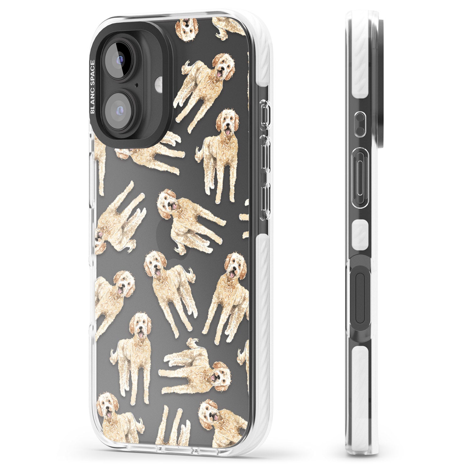 iPhone 16 Pro Max Goldendoodle Watercolour Dog Pattern Black Impact Phone Case