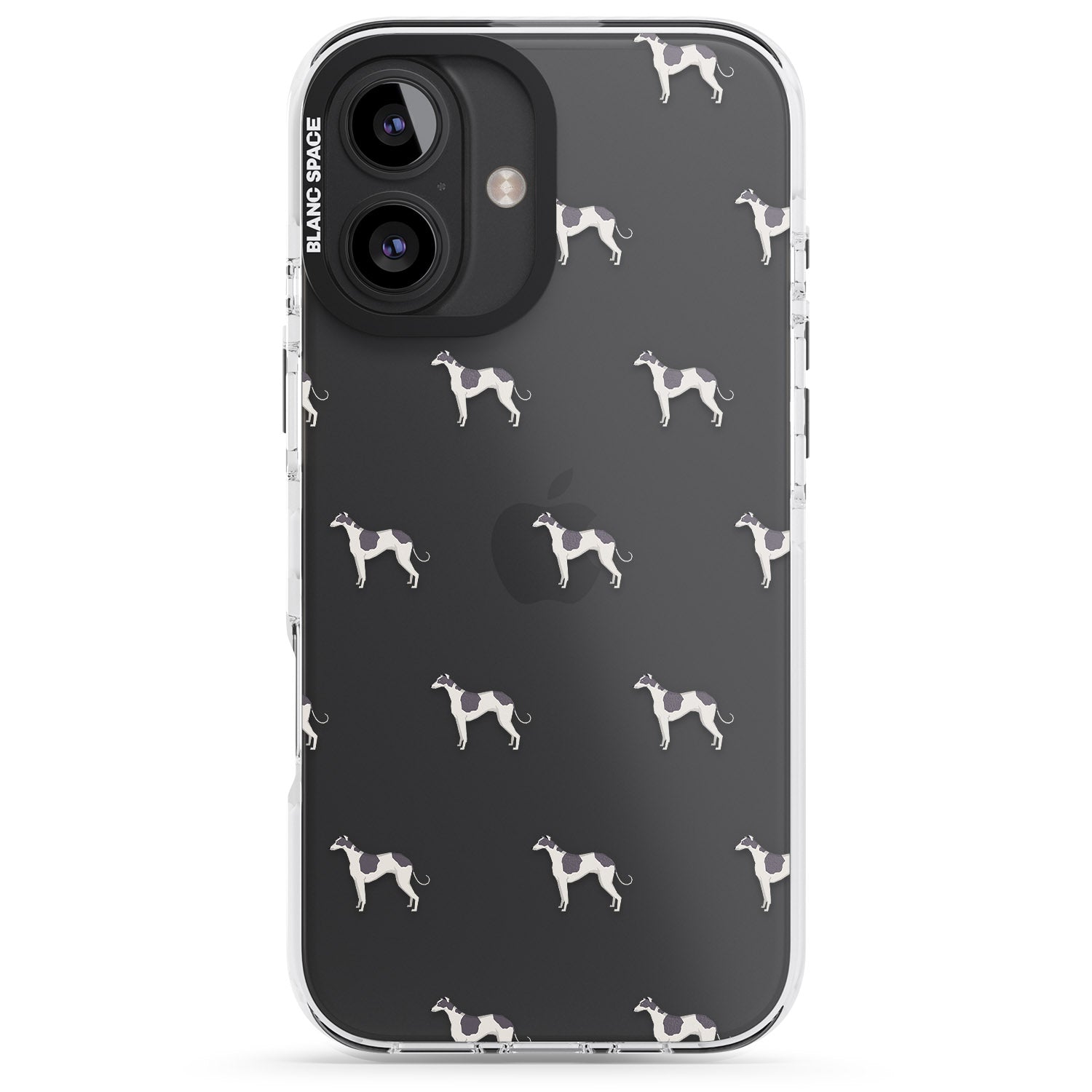 iPhone 16 Pro Max Greyhound Dog Pattern Clear Black Impact Phone Case