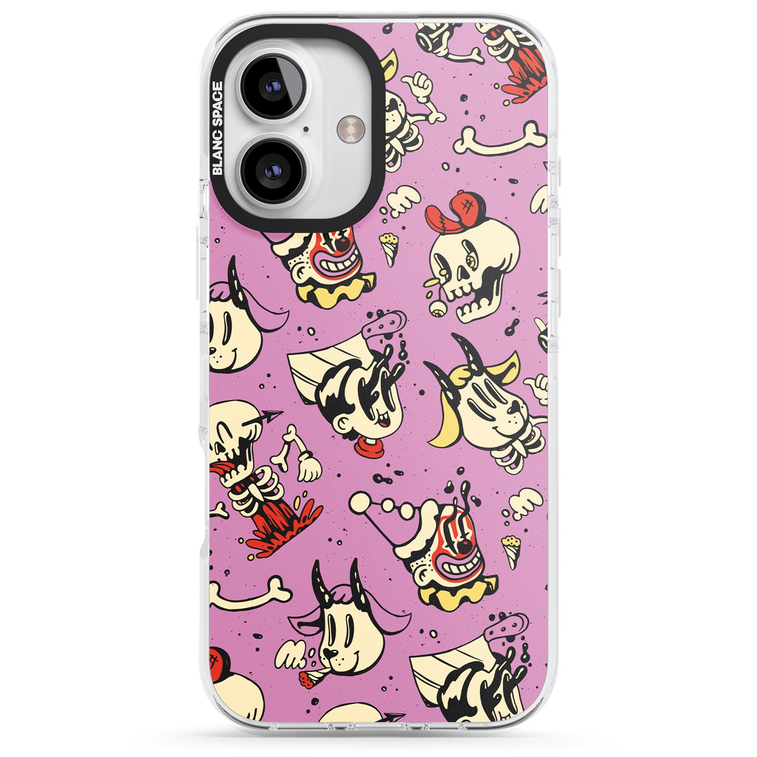 iPhone 16 Pro Max Purple Retro Halloween Pattern Black Impact Phone Case