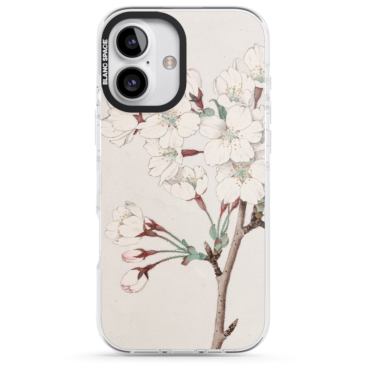iPhone 16 Pro Max Vintage Japanese Illustrations Cherry Blossoms Black Impact Phone Case