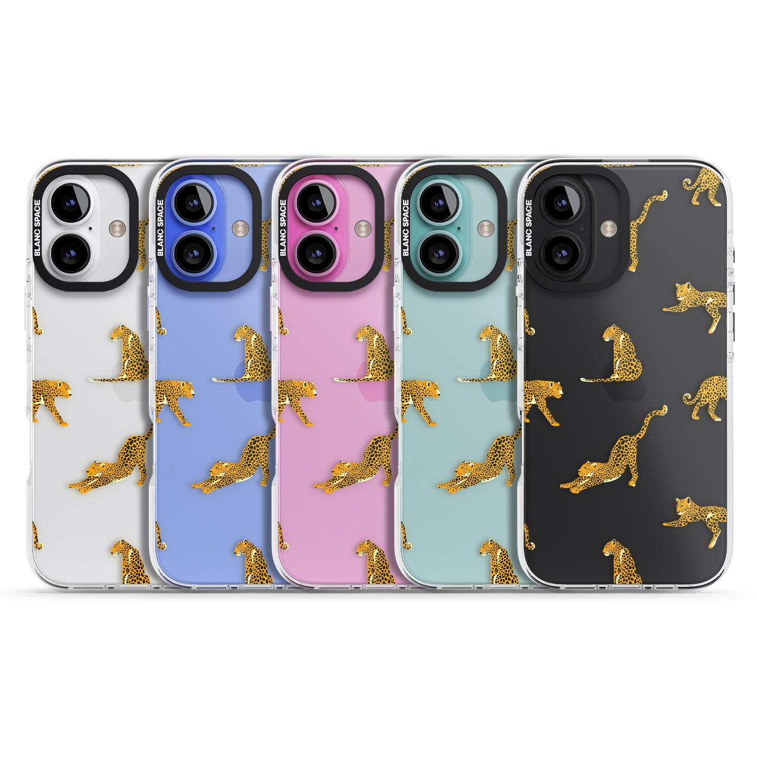 iPhone 16 Pro Max Clear Jaguar Jungle Cat Pattern Black Impact Phone Case