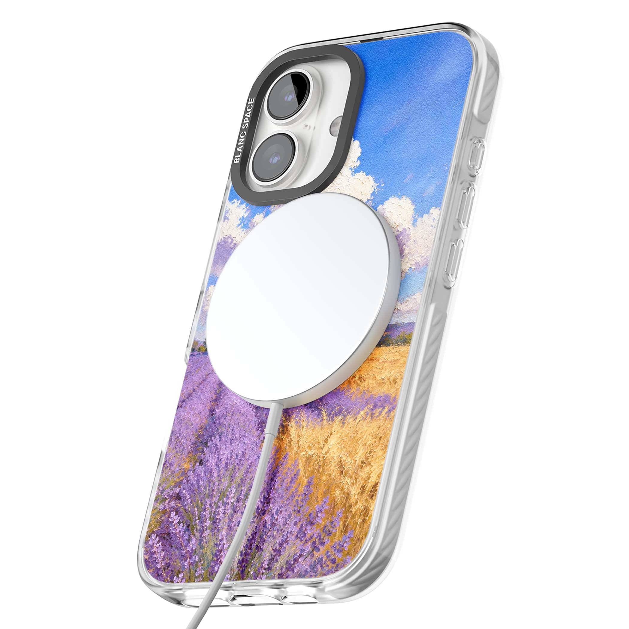 Lavender Mill cottagecore iPhone case featuring a French windmill, lavender field and golden wheat oil painting | Impact Magsafe case for iPhone 16, iPhone 16 Plus