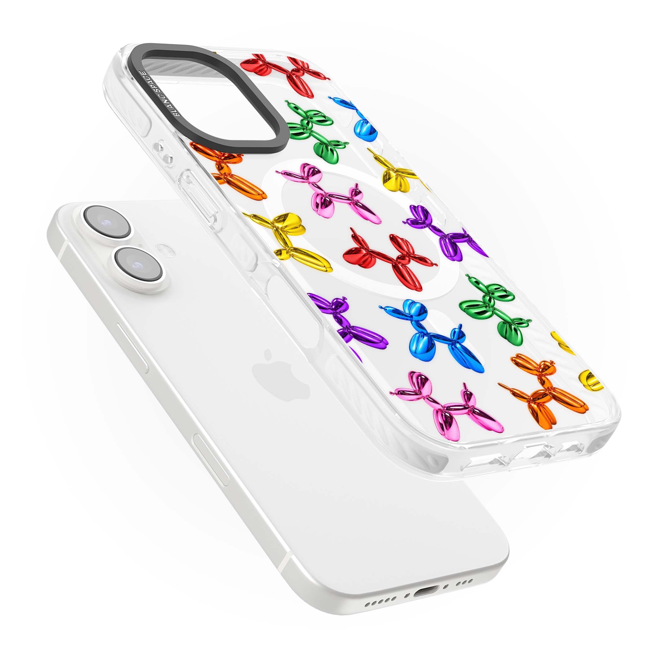Balloon Dogs pop art iPhone case featuring rainbow chrome balloon dogs in Jeff Koons style | Impact Magsafe case for iPhone 16, iPhone 16 Plus