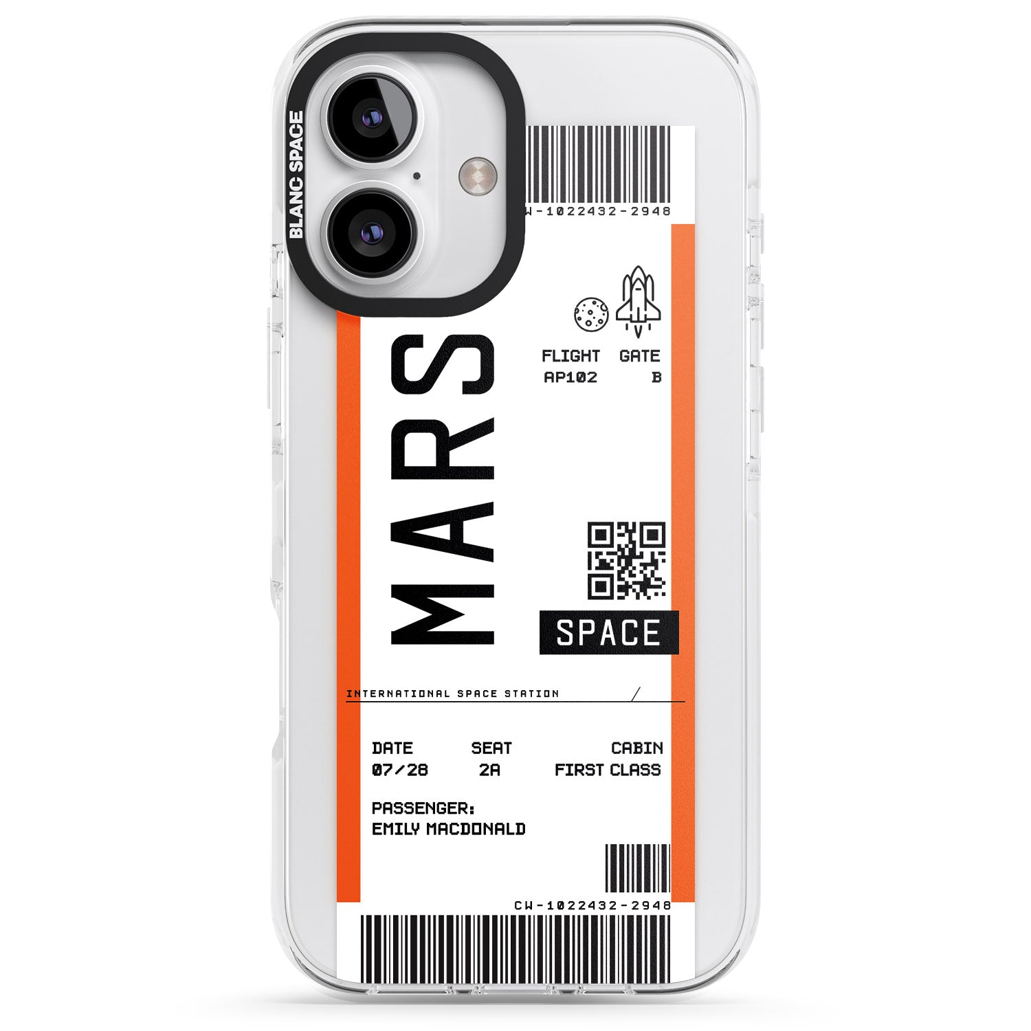 iPhone 16 Pro Max Personalised Mars Space Travel Ticket Black Impact Phone Case