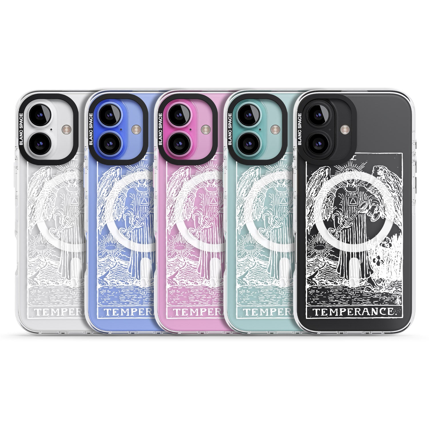 iPhone 16 Pro Max Personalised Temperance Tarot Card - White Transparent Black Impact Phone Case