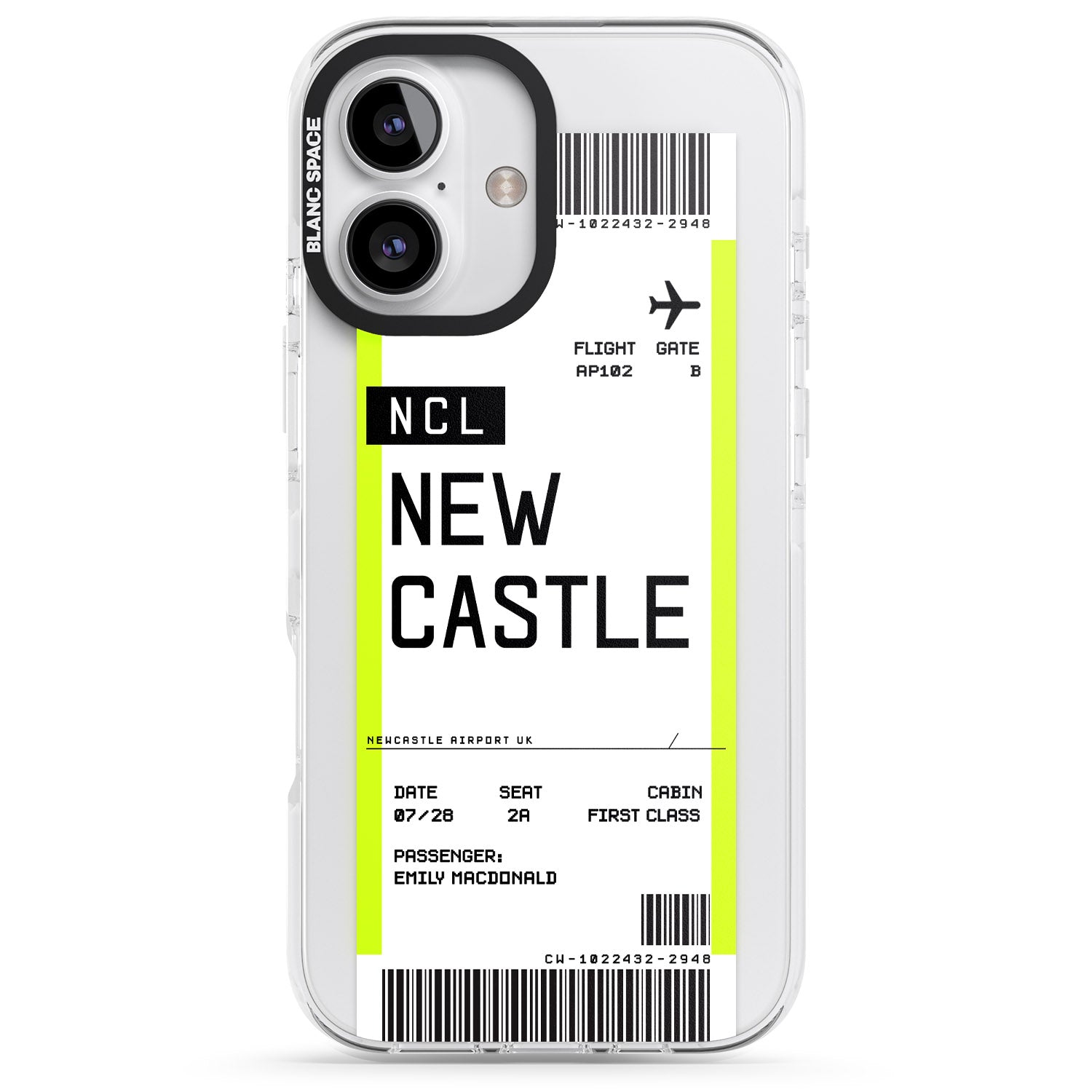 iPhone 16 Pro Max Personalised Newcastle Boarding Pass Black Impact Phone Case