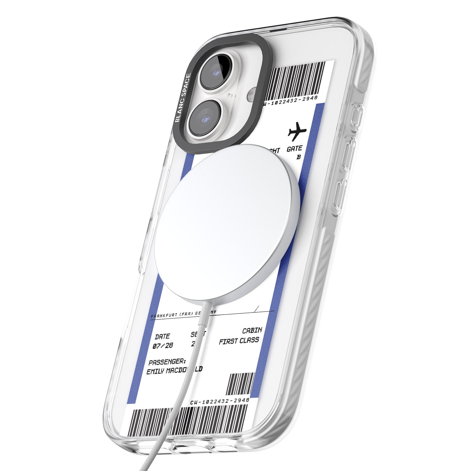 iPhone 16 Pro Max Personalised Frankfurt Boarding Pass Black Impact Phone Case