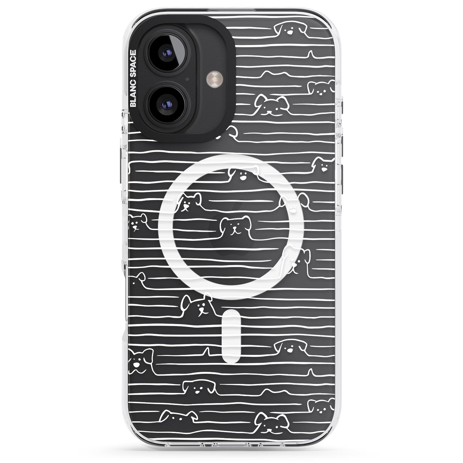 iPhone 16 Pro Max Dog Line Art - White Black Impact Phone Case