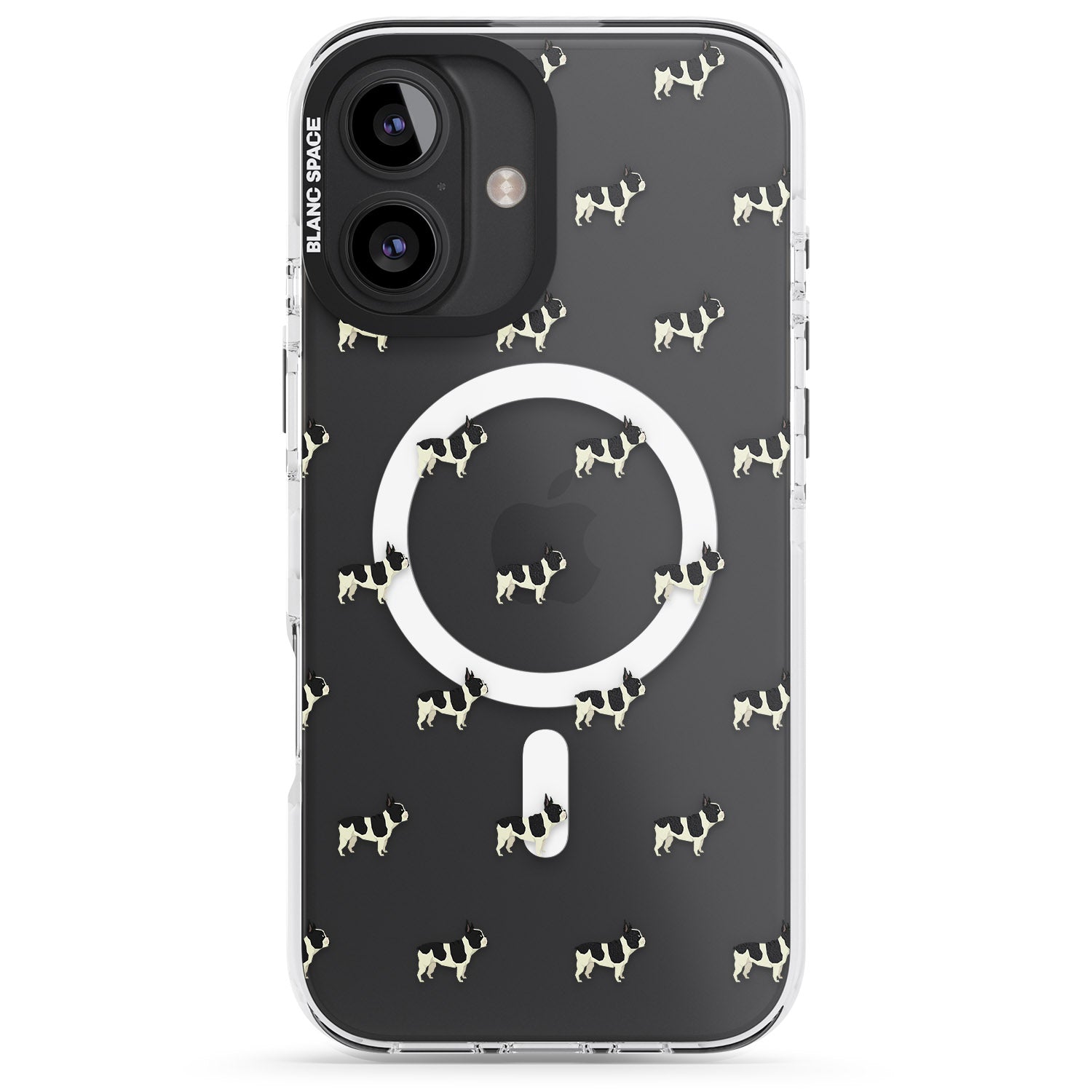 iPhone 16 Pro Max French Bulldog Dog Pattern Clear Black Impact Phone Case