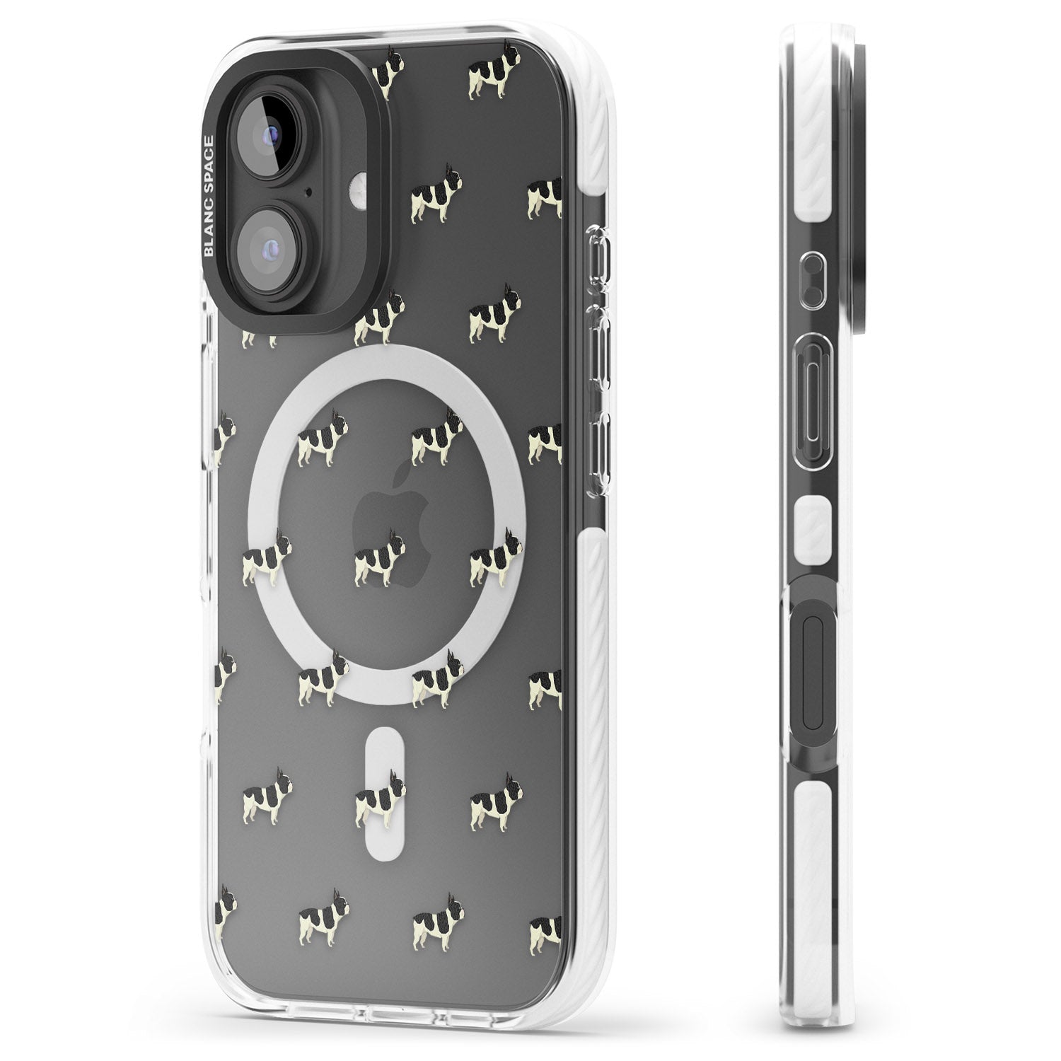 iPhone 16 Pro Max French Bulldog Dog Pattern Clear Black Impact Phone Case