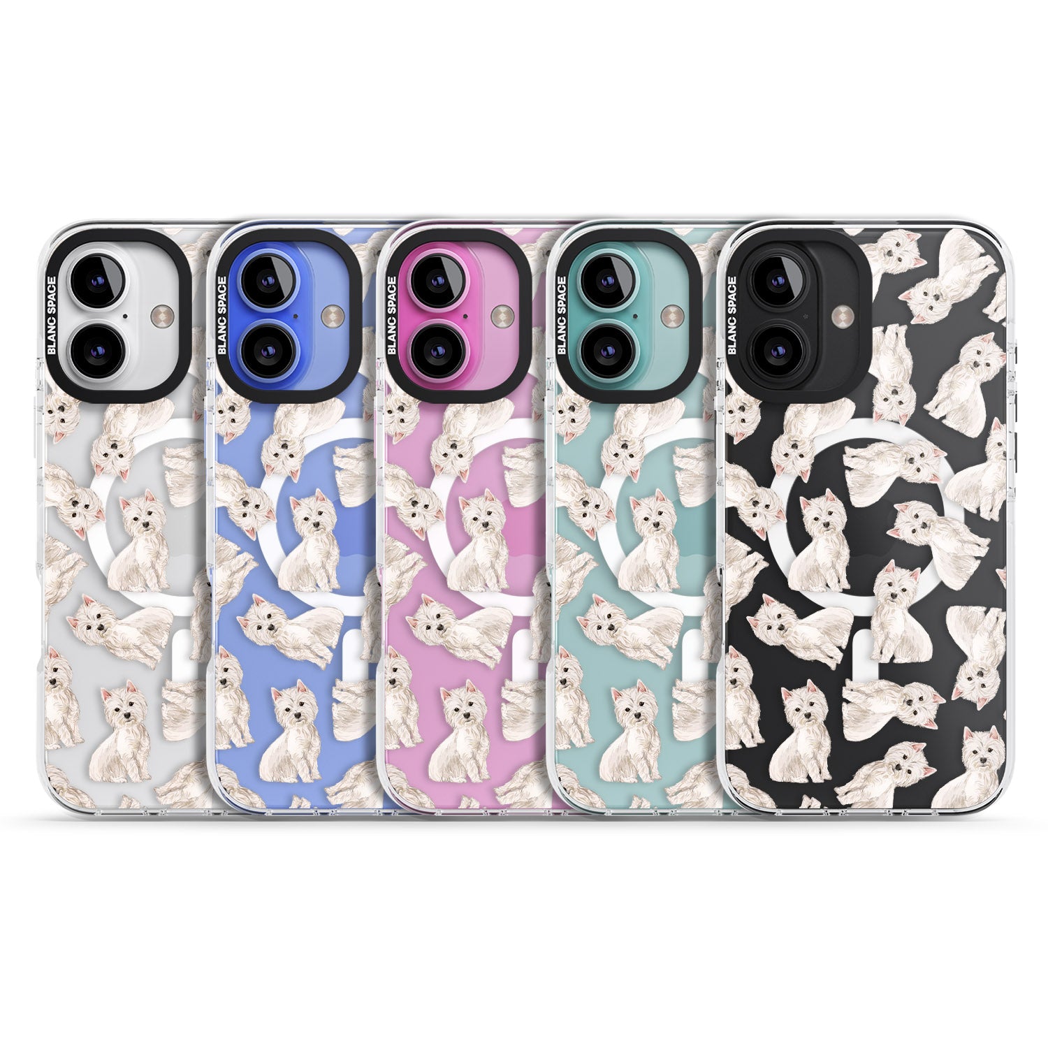 iPhone 16 Pro Max Westie Watercolour Dog Pattern Black Impact Phone Case