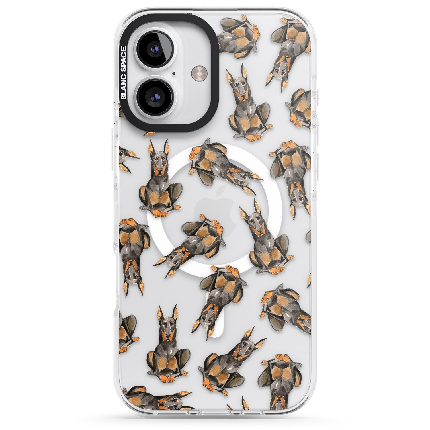iPhone 16 Pro Max Doberman Watercolour Dog Pattern Black Impact Phone Case