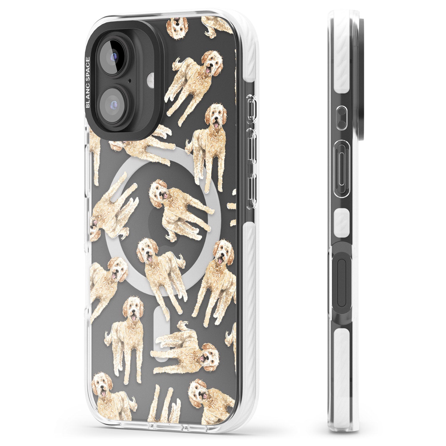 iPhone 16 Pro Max Goldendoodle Watercolour Dog Pattern Black Impact Phone Case