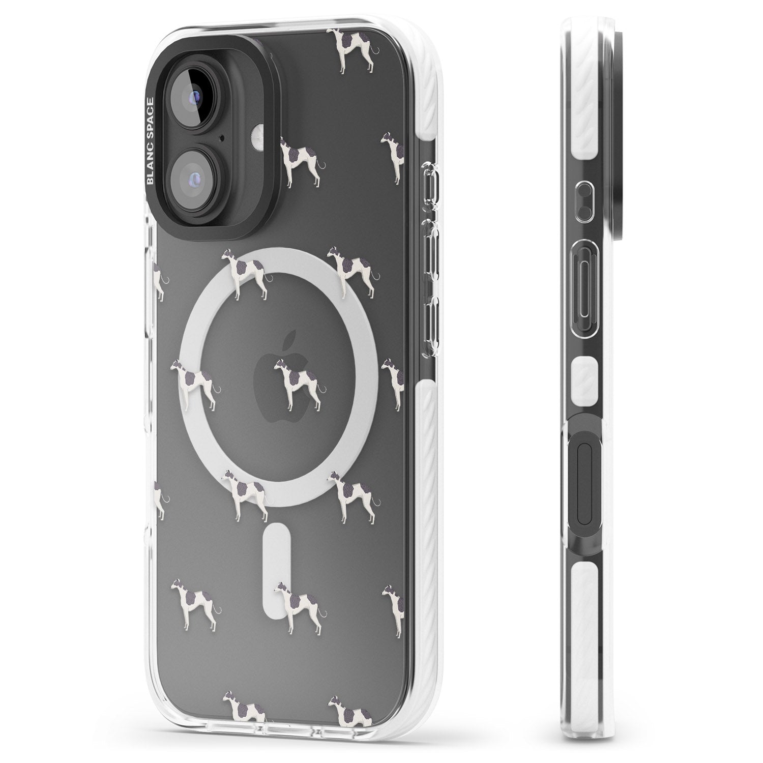 iPhone 16 Pro Max Greyhound Dog Pattern Clear Black Impact Phone Case