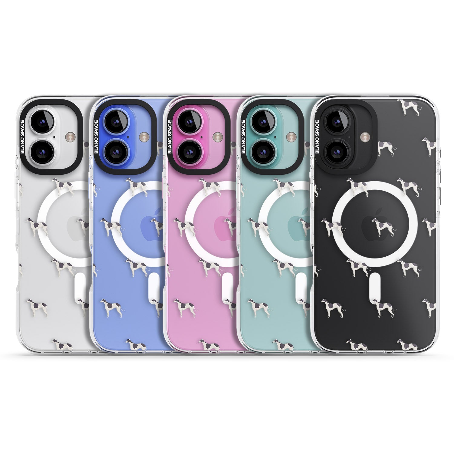 iPhone 16 Pro Max Greyhound Dog Pattern Clear Black Impact Phone Case