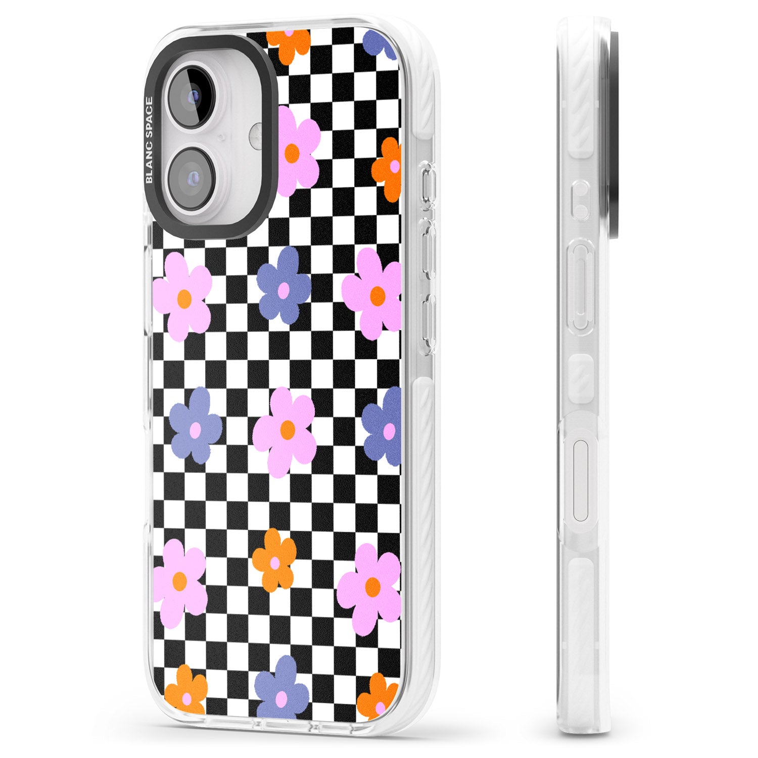 iPhone 16 Pro Max Checkered Blossom Black Impact Phone Case