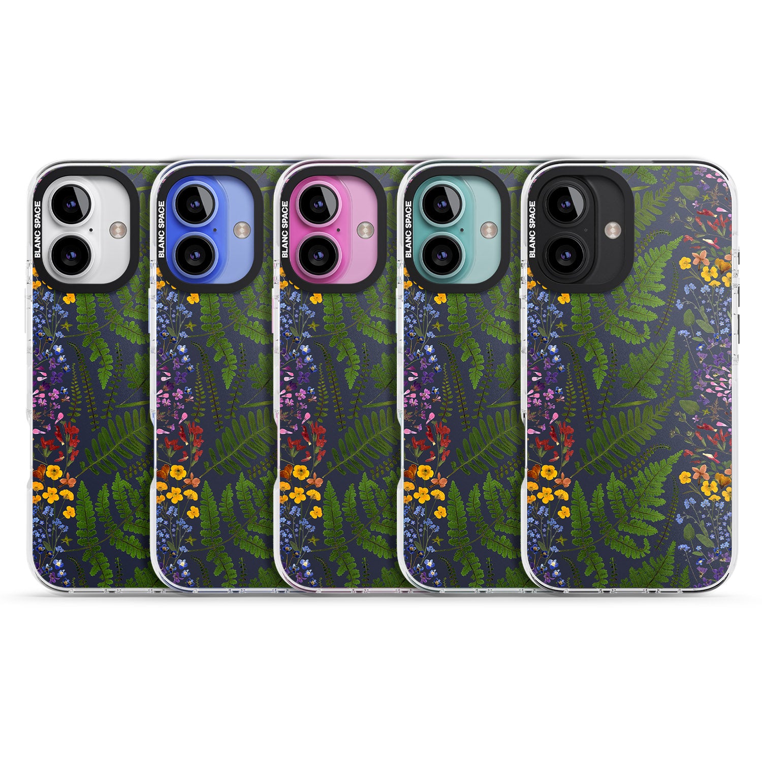 iPhone 16 Pro Max Busy Floral and Fern Design - Navy Black Impact Phone Case