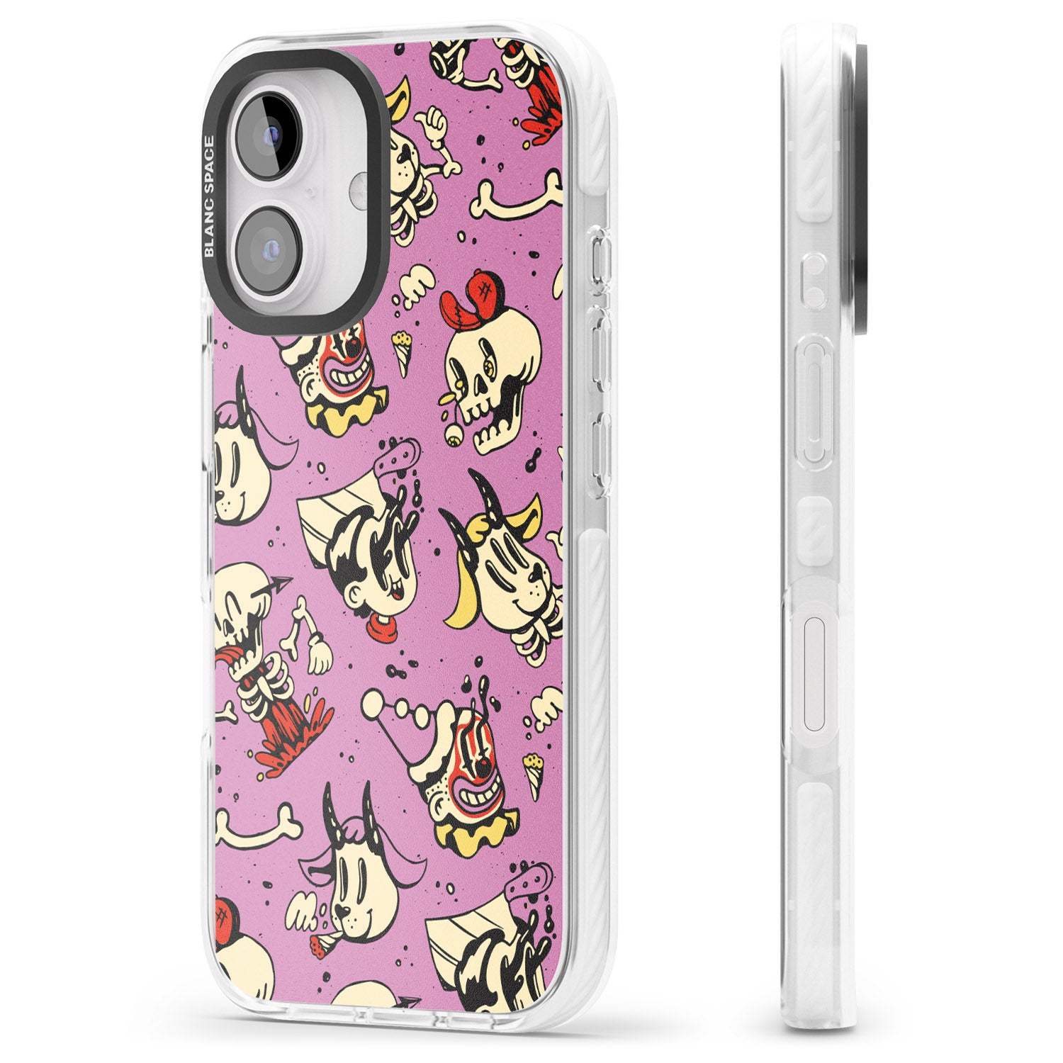 iPhone 16 Pro Max Purple Retro Halloween Pattern Black Impact Phone Case