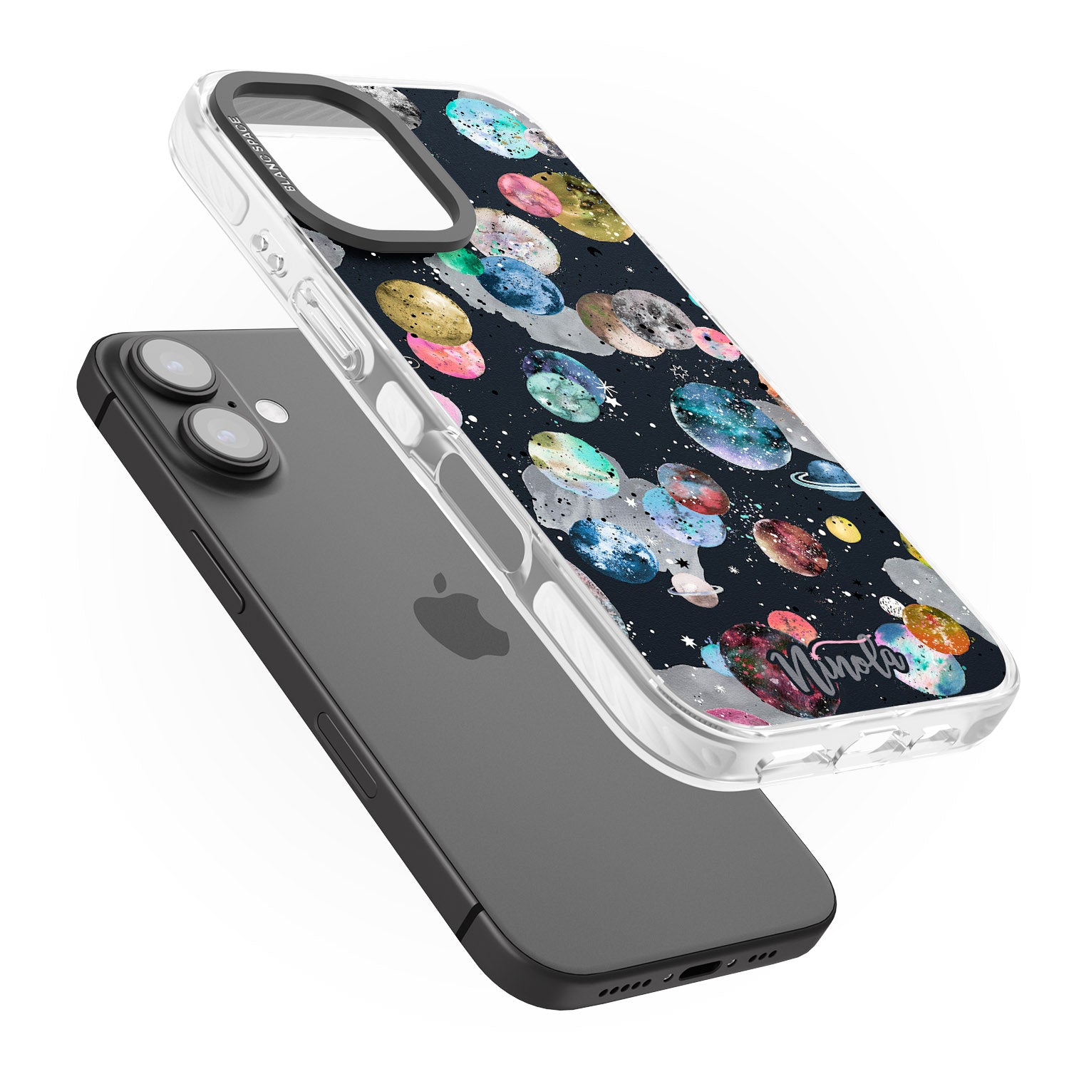 iPhone 16 Pro Max Space Planets Black Impact Phone Case