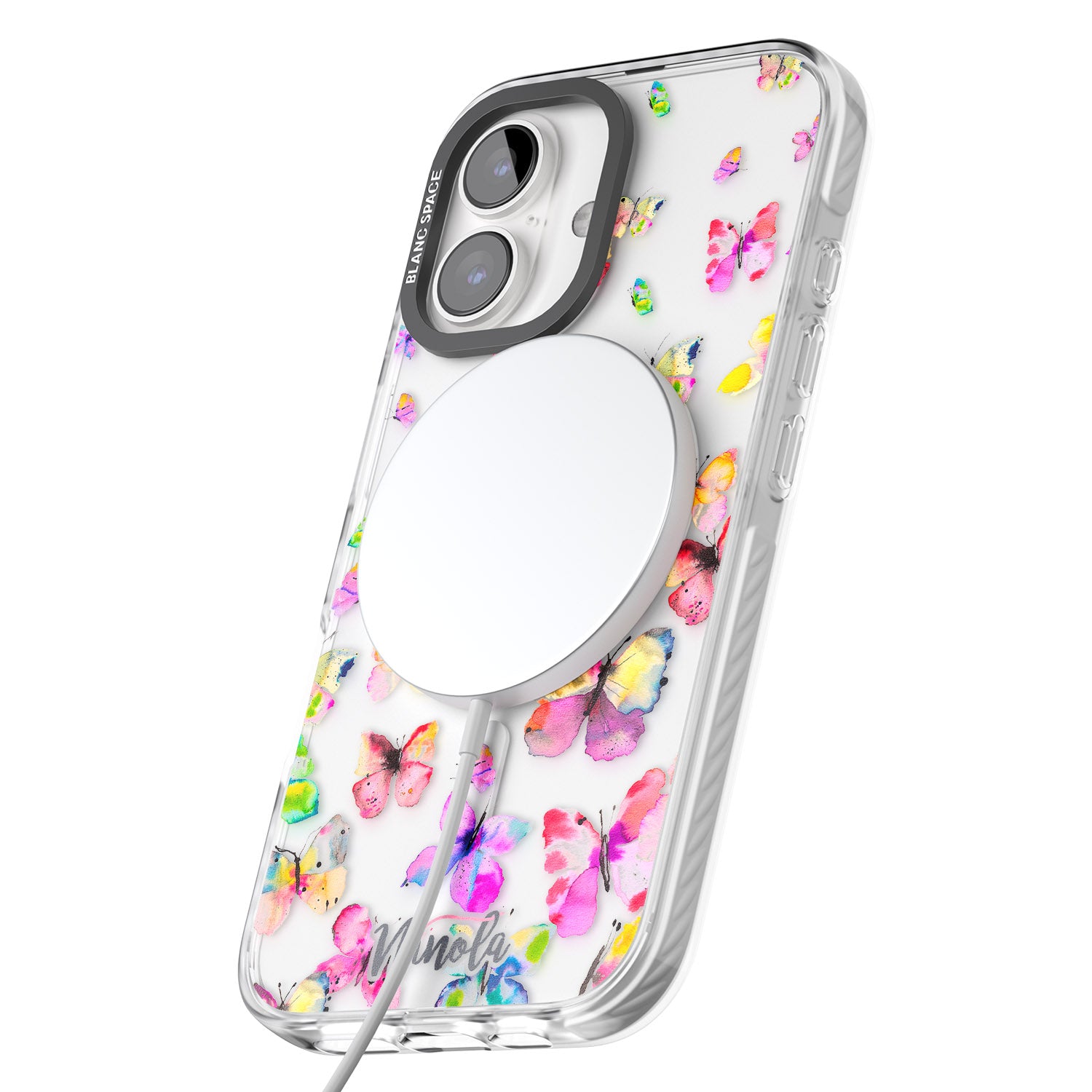 iPhone 16 Pro Max Watercolor Butterflies Black Impact Phone Case