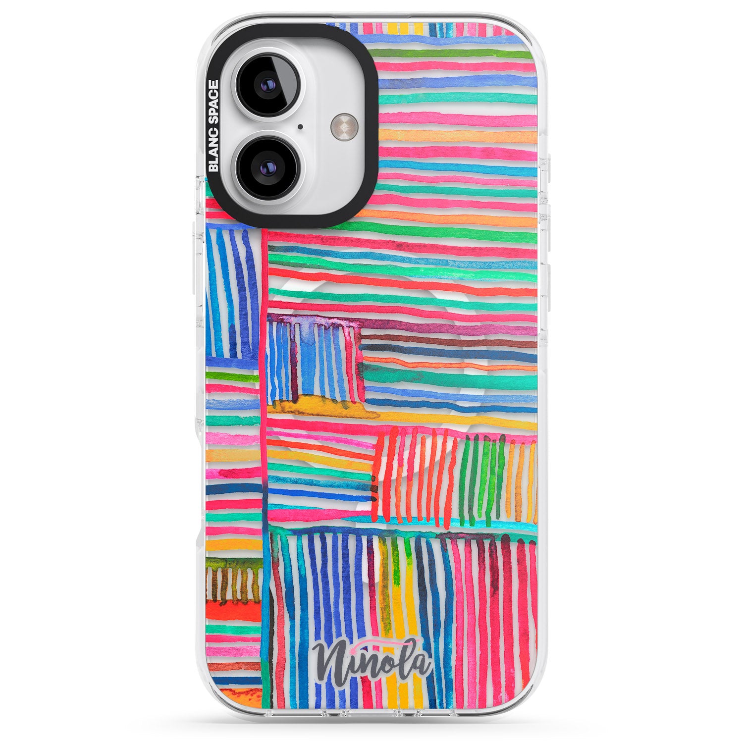 iPhone 16 Pro Max Watercolor Relaxing Lines Black Impact Phone Case