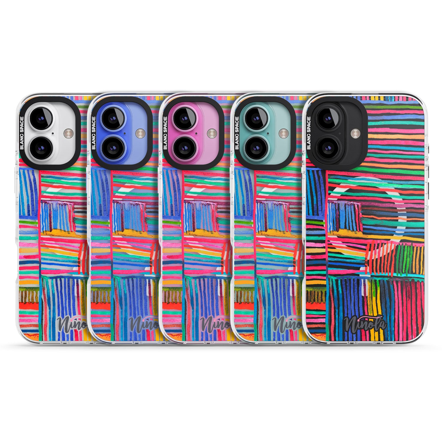 iPhone 16 Pro Max Watercolor Relaxing Lines Black Impact Phone Case