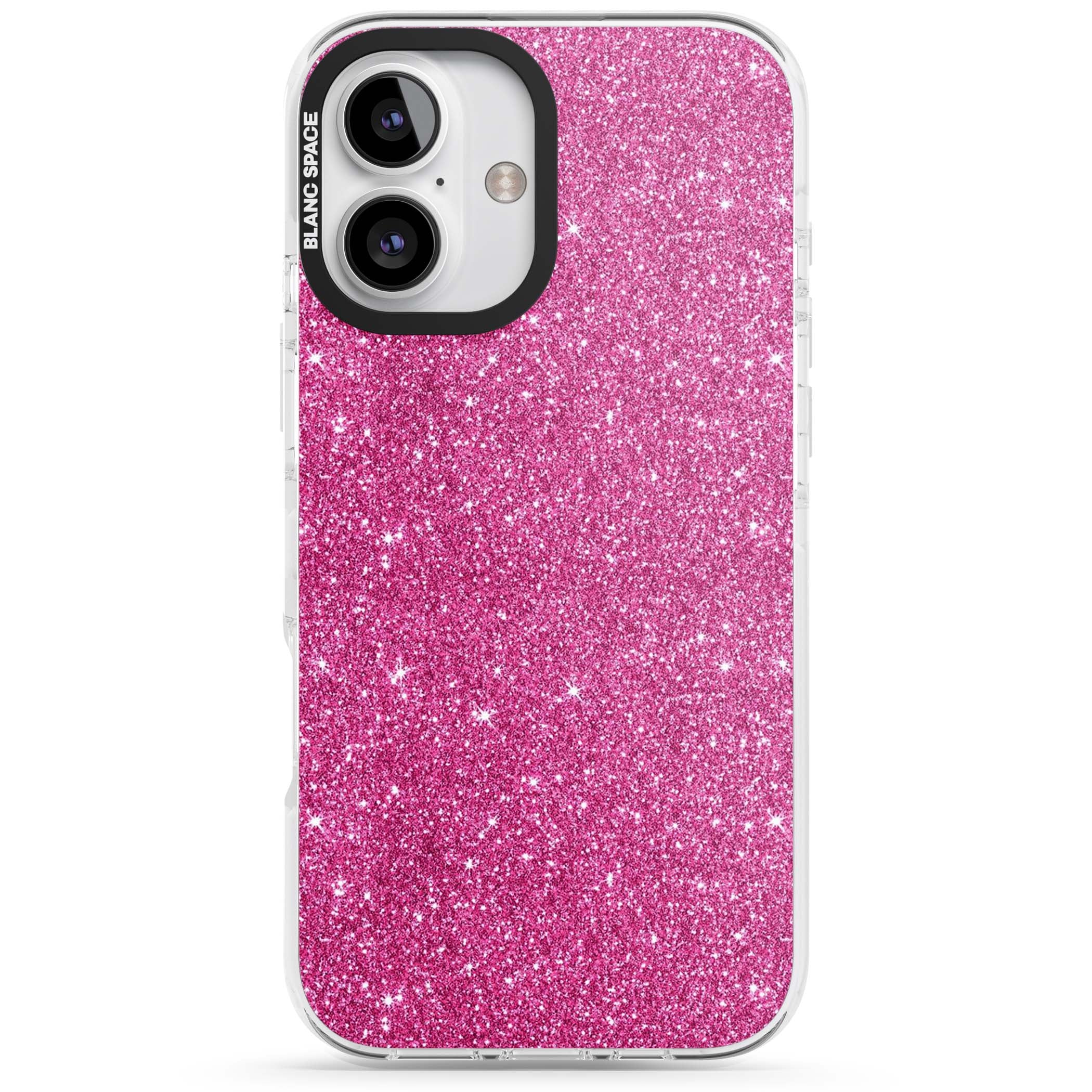 Pink Glitter Y2K iPhone case featuring hot pink glitter wallpaper with sparkle shimmer effect | Impact Magsafe case for iPhone 16, iPhone 16 Plus