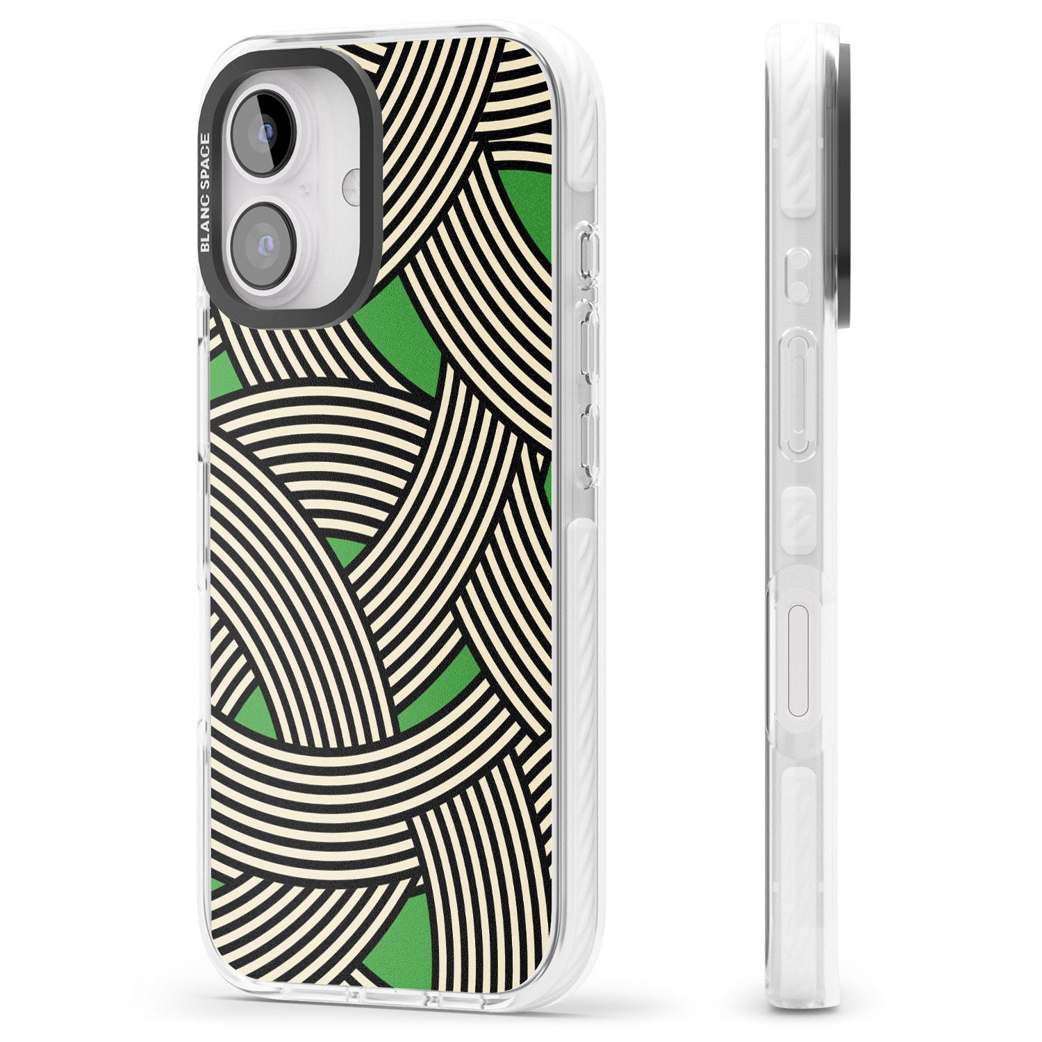 iPhone 16 Pro Max Green Optic Waves Black Impact Phone Case