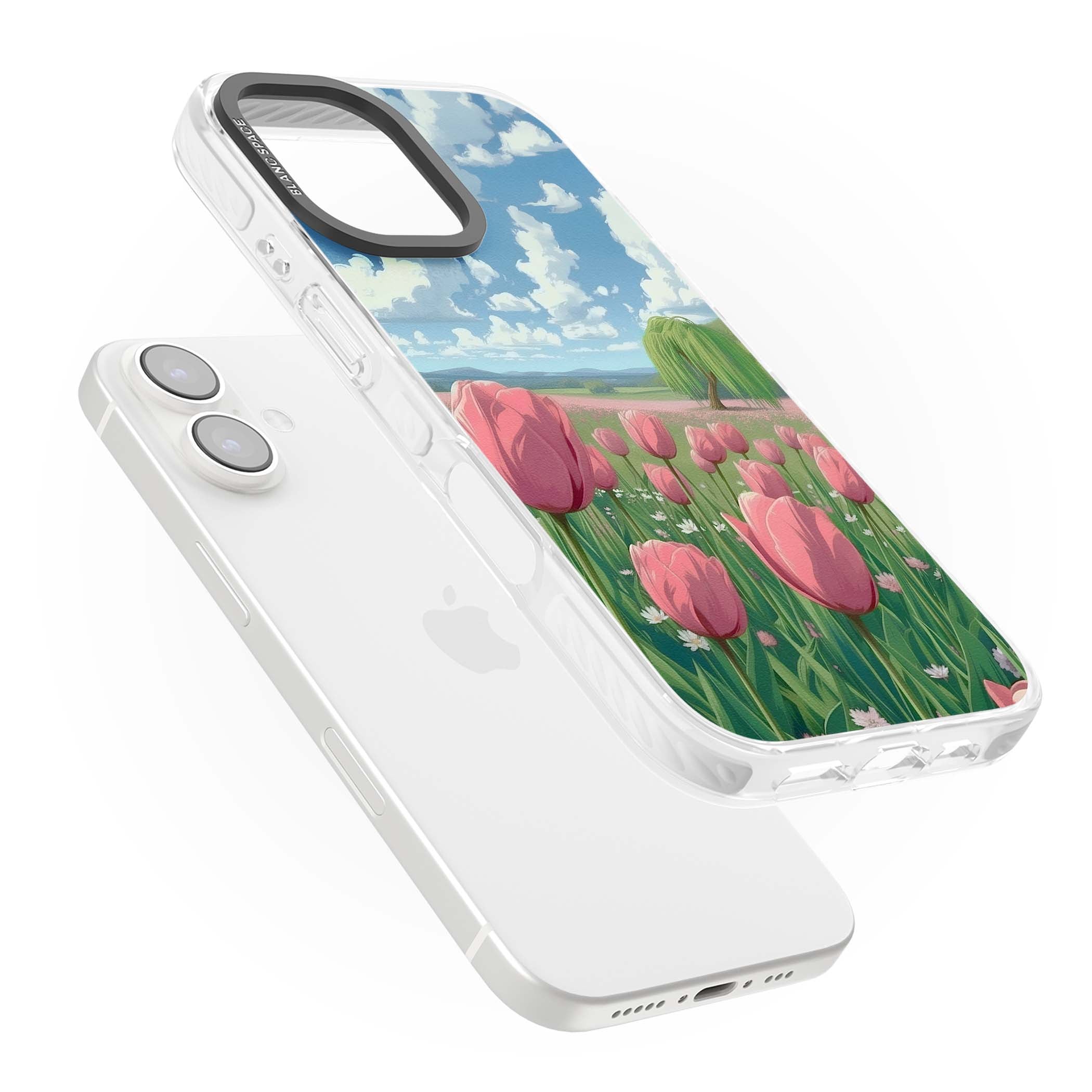 Willow By The Pink Tulips floral iPhone case | Impact Magsafe case for iPhone 16, iPhone 16 Plus