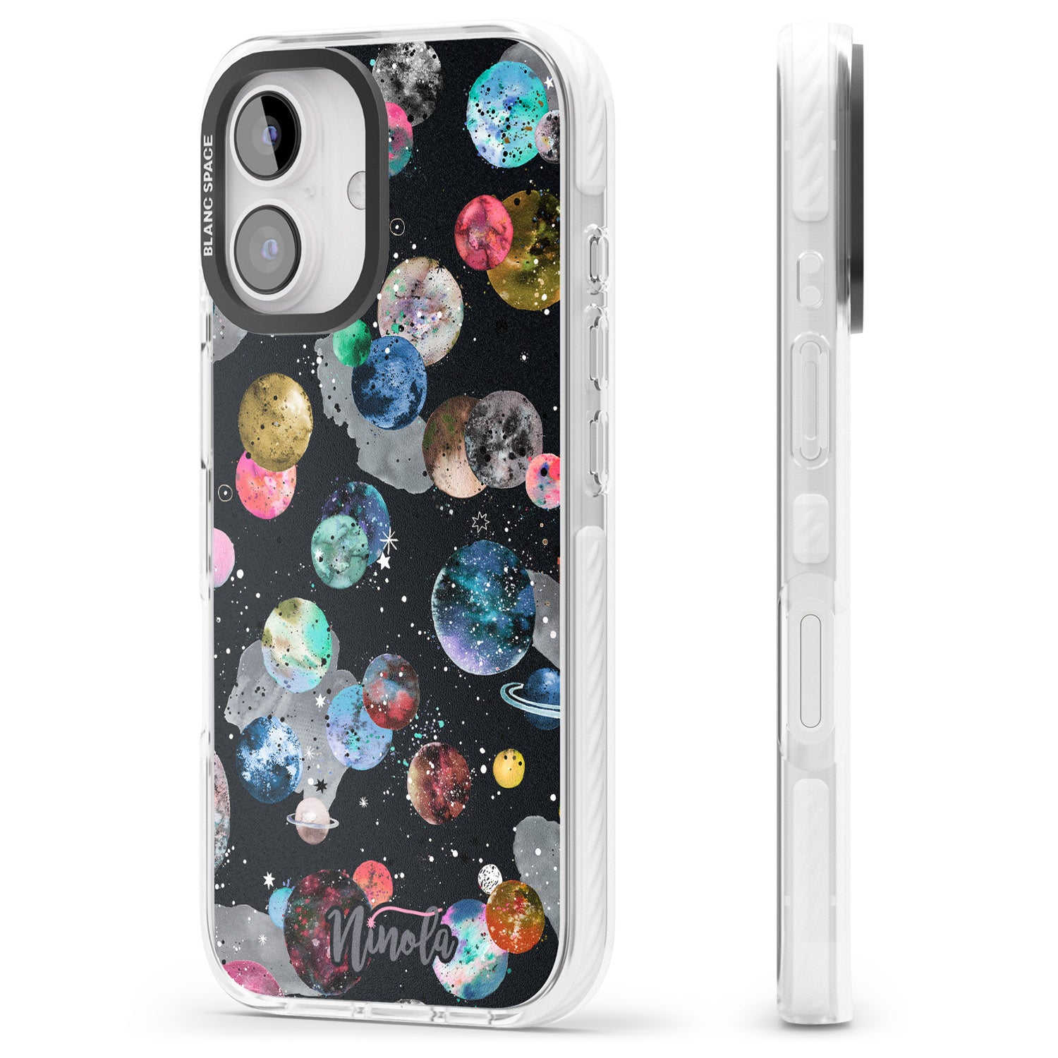iPhone 16 Pro Max Space Planets Black Impact Phone Case