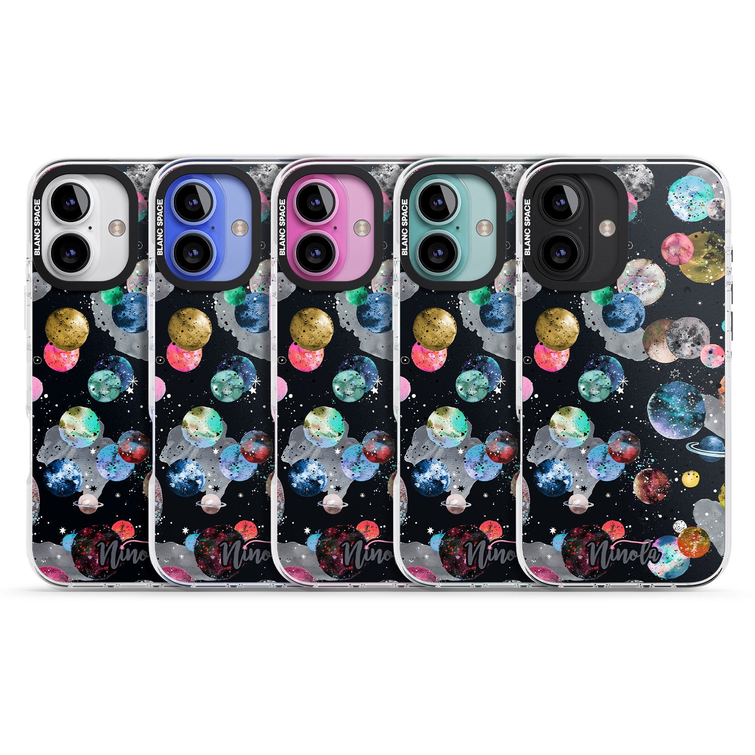 iPhone 16 Pro Max Space Planets Black Impact Phone Case