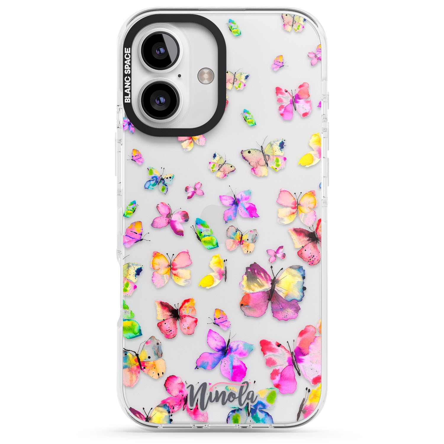iPhone 16 Pro Max Watercolor Butterflies Black Impact Phone Case