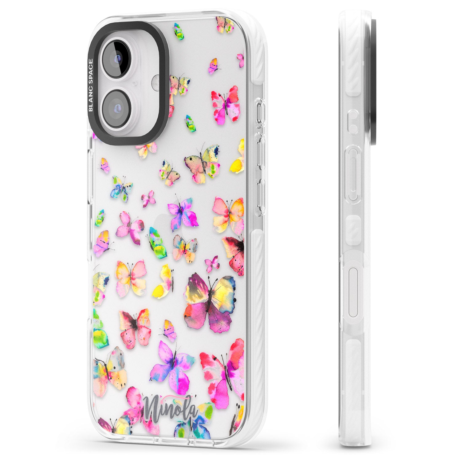 iPhone 16 Pro Max Watercolor Butterflies Black Impact Phone Case