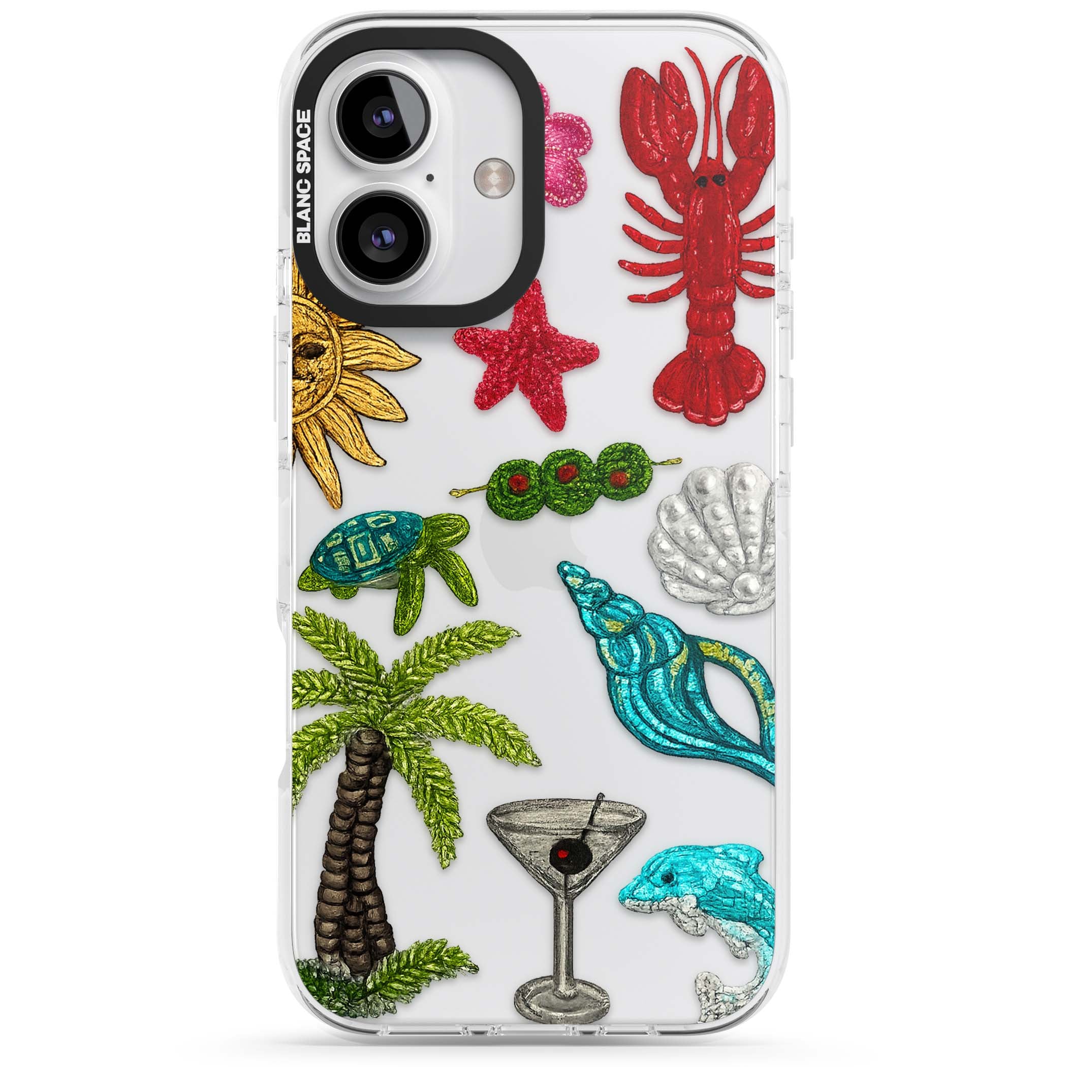 Painted Coastal Pattern coastal iPhone case | Clear Impact case for iPhone 16, iPhone 16 Plus