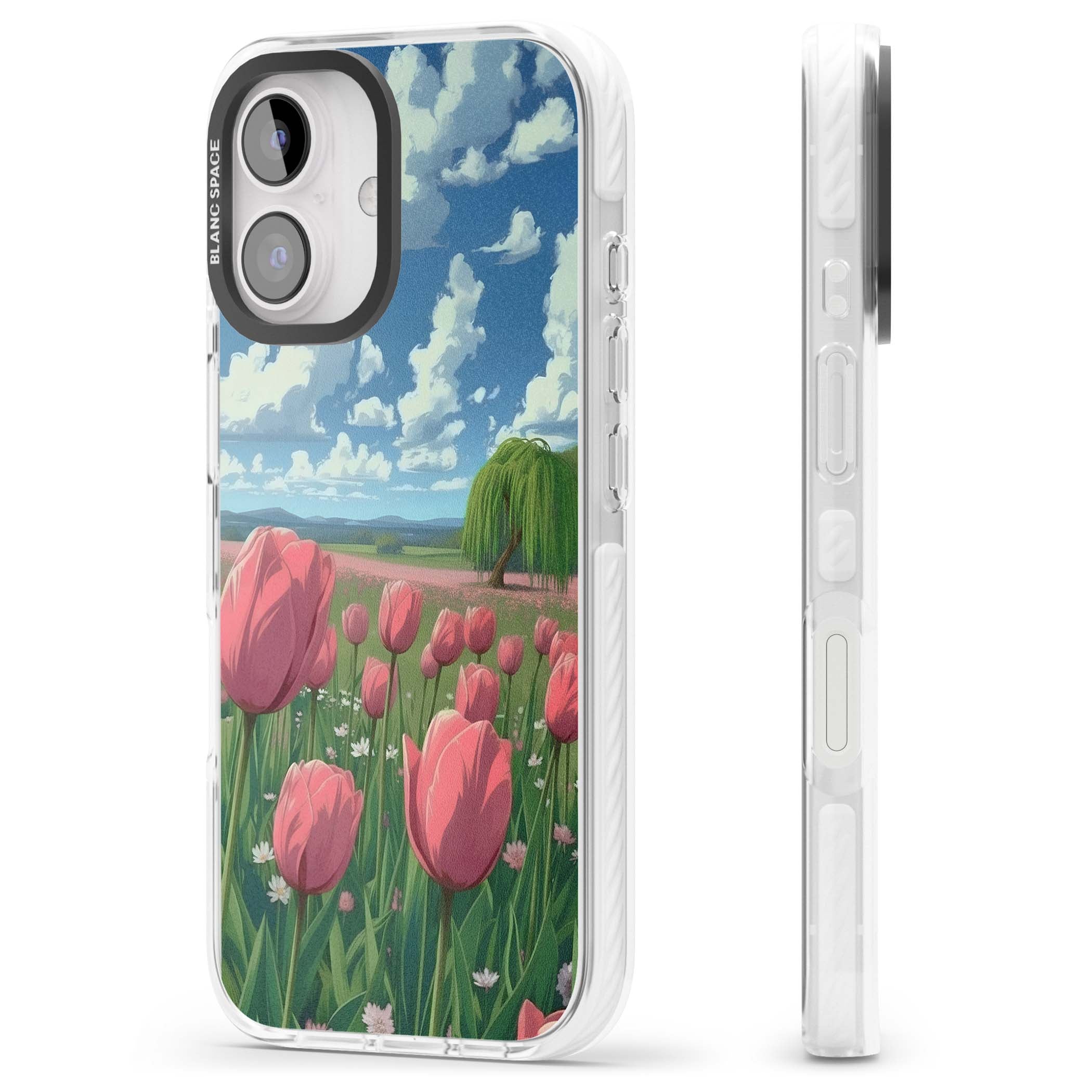Willow By The Pink Tulips floral iPhone case | Clear Impact case for iPhone 16, iPhone 16 Plus