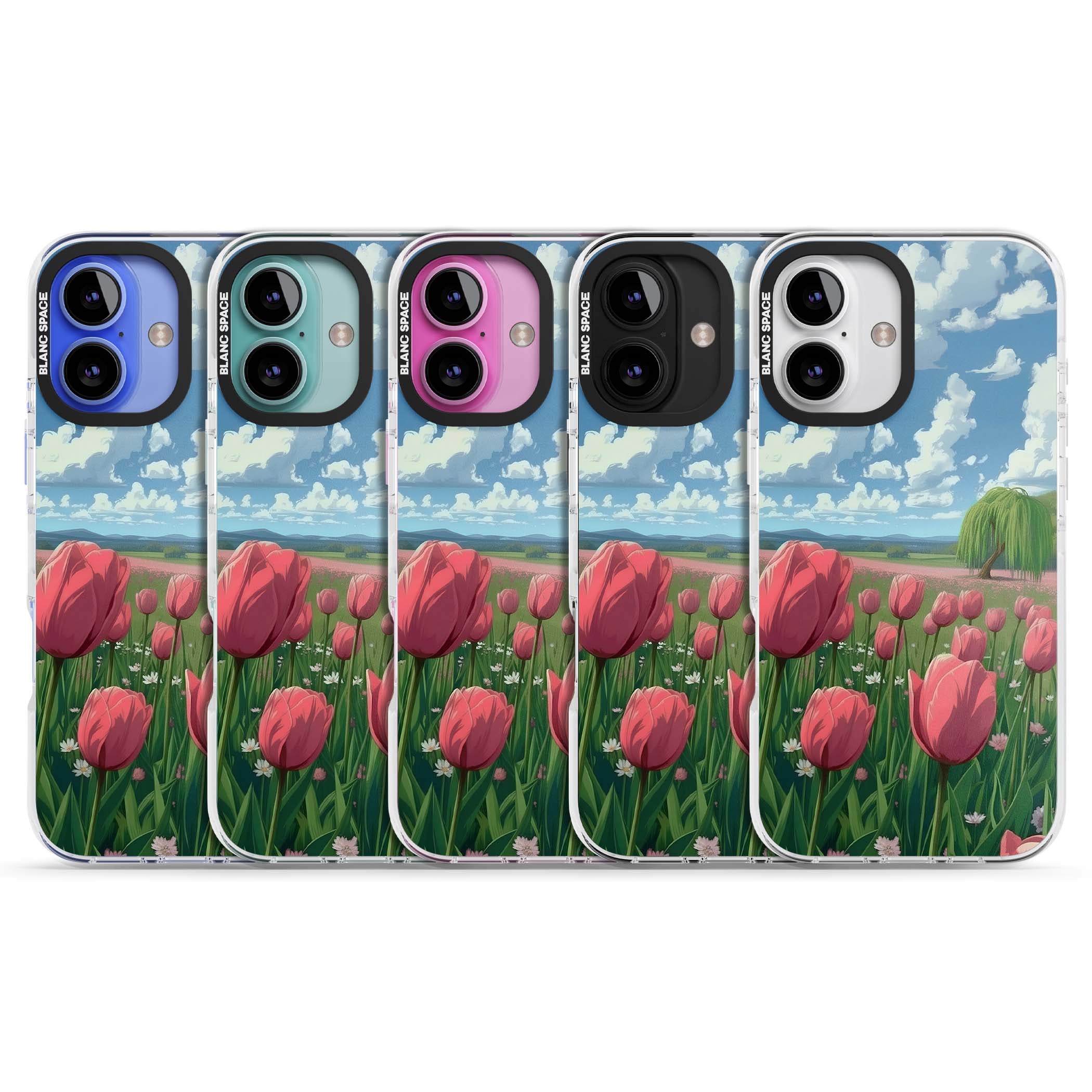 Willow By The Pink Tulips floral iPhone case | Clear Impact case for iPhone 16, iPhone 16 Plus