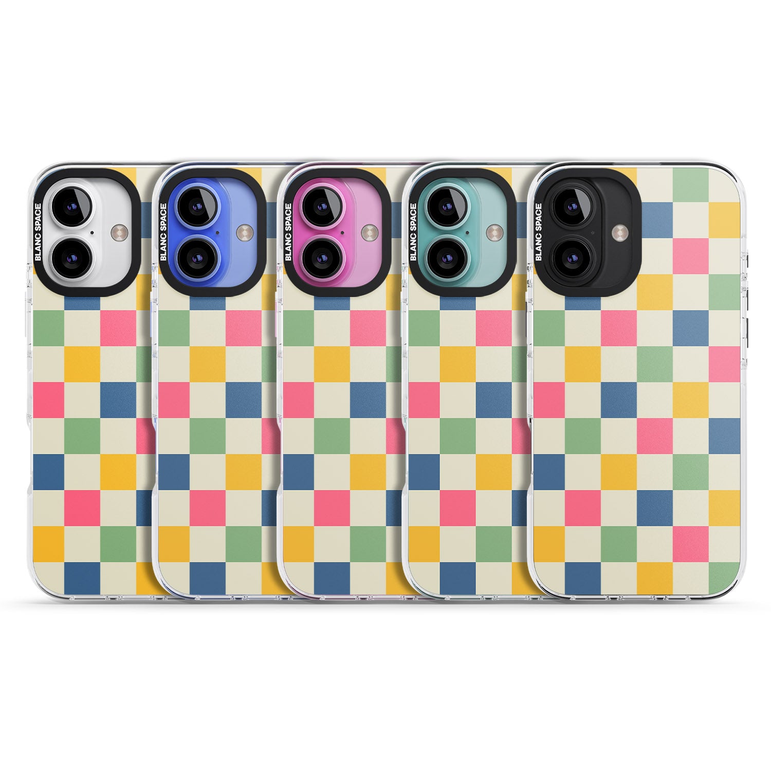 iPhone 16 Pro Max Pastel Multicolor Checkered Black Impact Phone Case + Magsafe