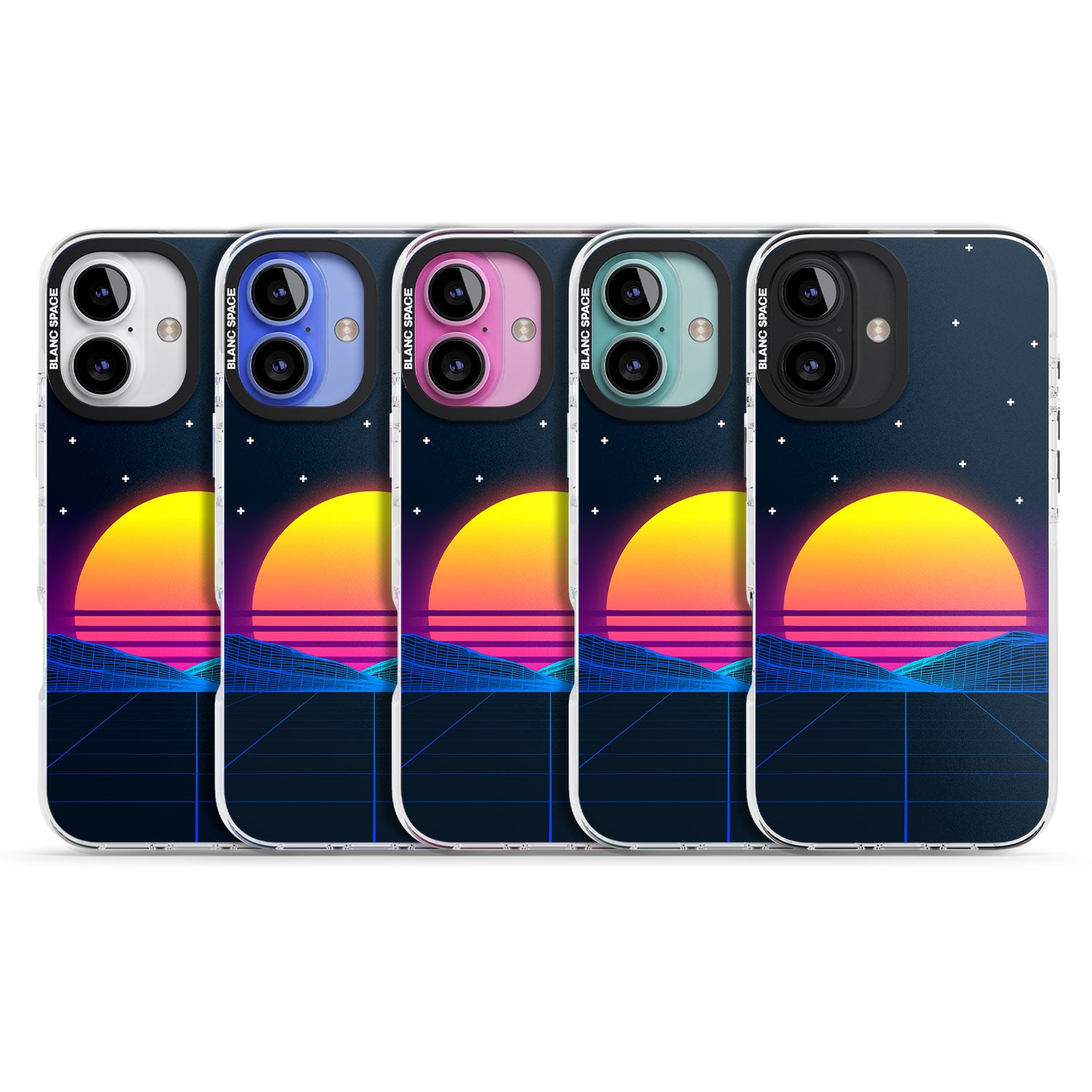 iPhone 16 Pro Max Retro Sunset Vaporwave Black Impact Phone Case