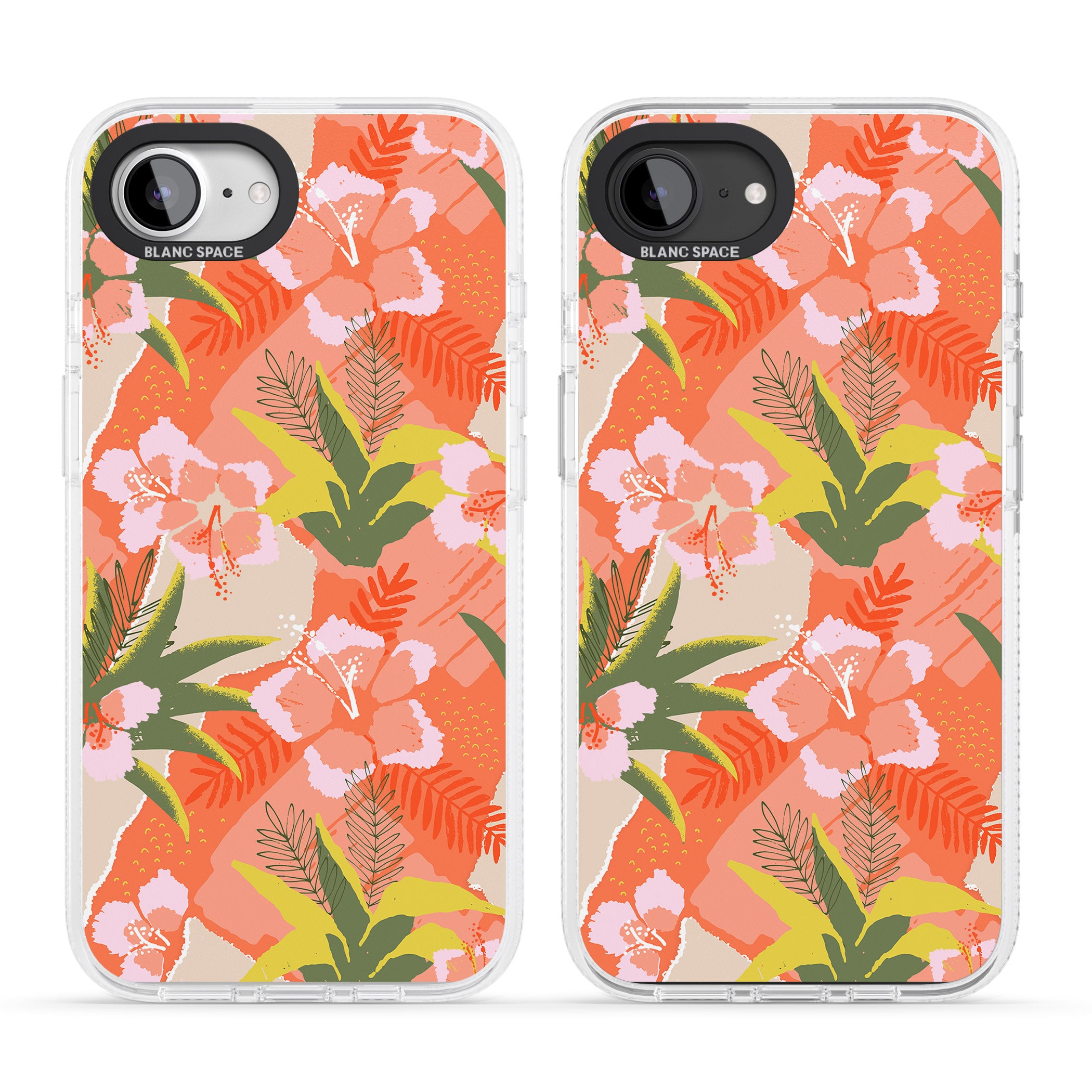 Hawaiian Flowers Abstract Pattern iPhone 16e Clear Case Impact Air - Blanc Space