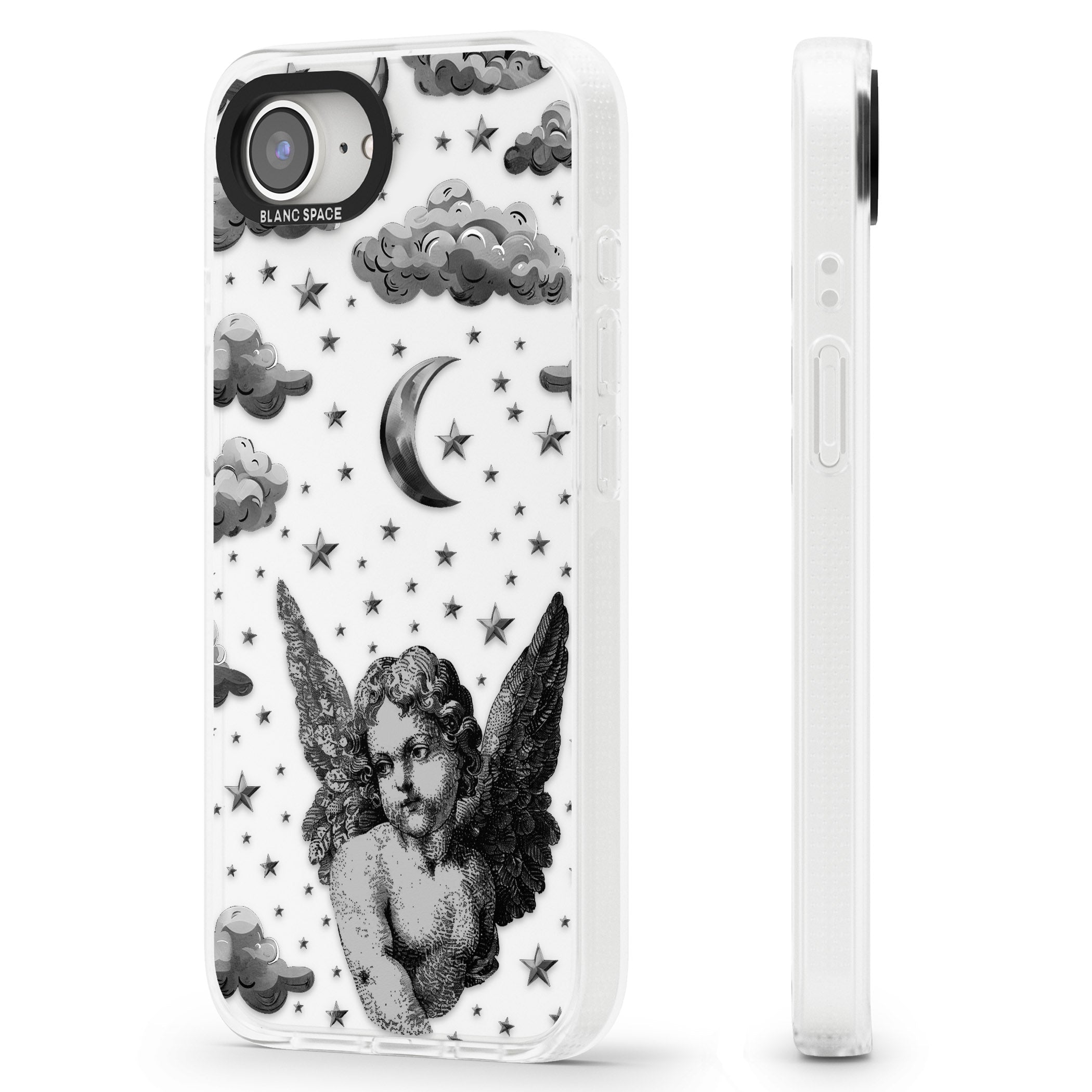 Celestial Cherub iPhone 16e Clear Case Impact Air - Blanc Space