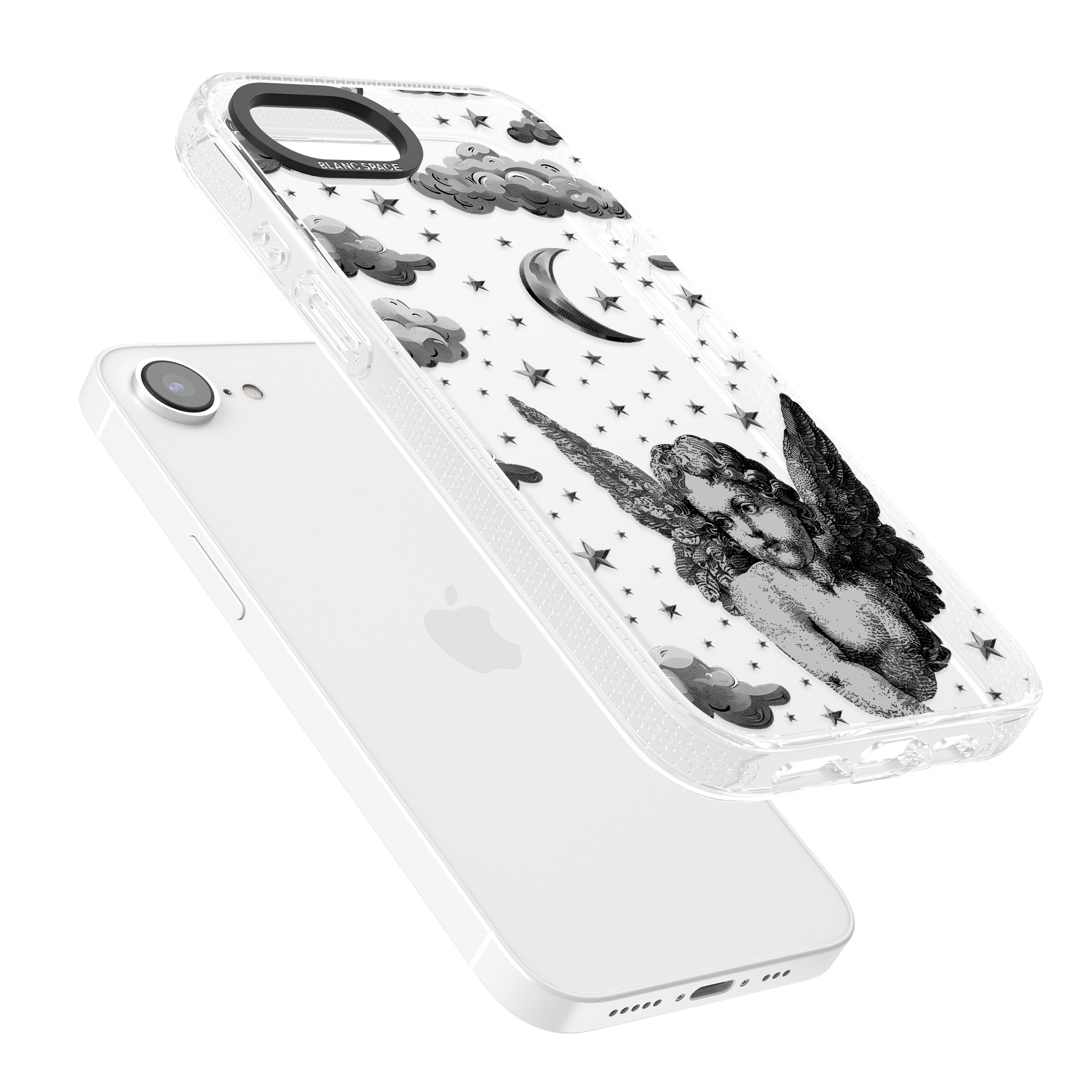 Celestial Cherub iPhone 16e Clear Case Impact Air - Blanc Space