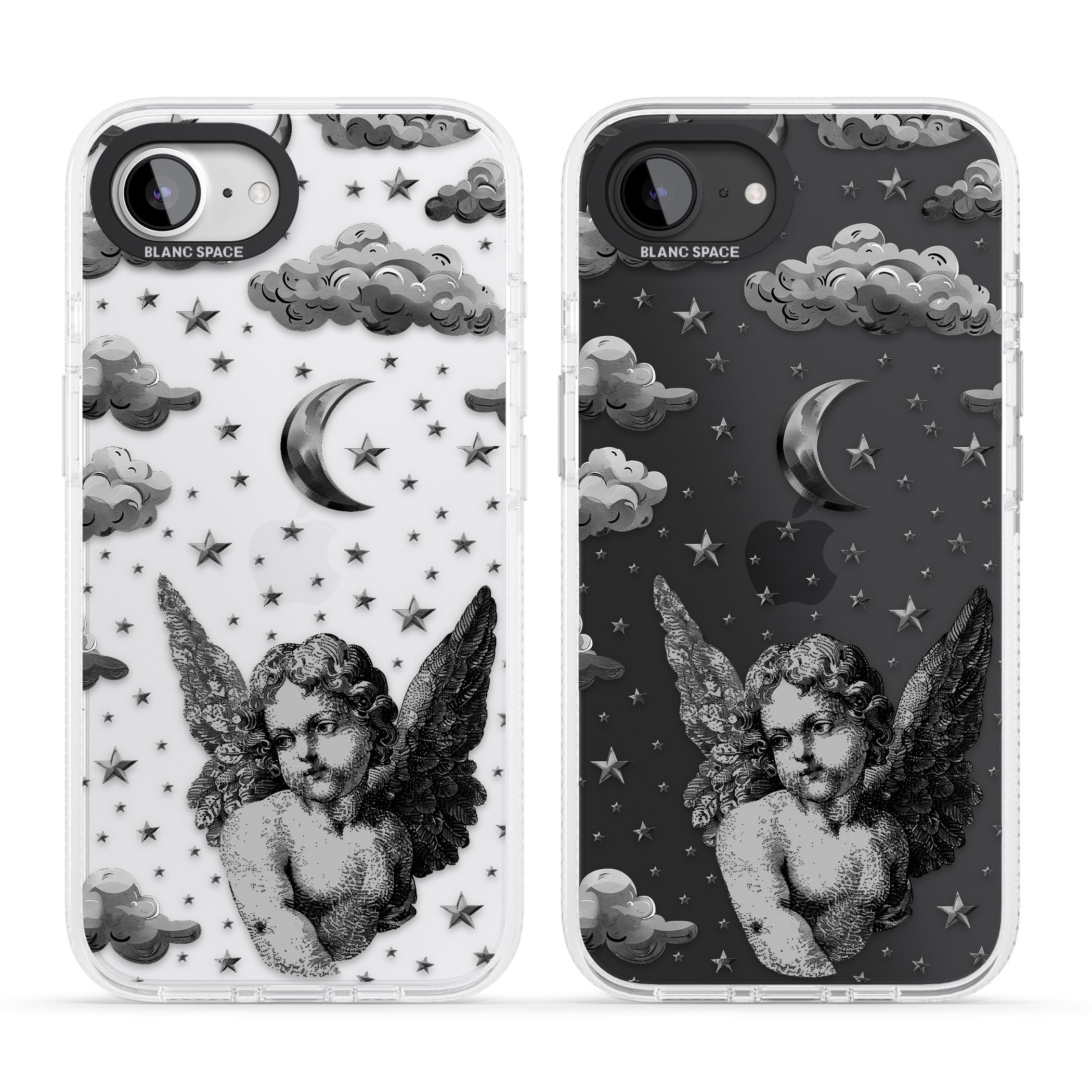 Celestial Cherub iPhone 16e Clear Case Impact Air - Blanc Space