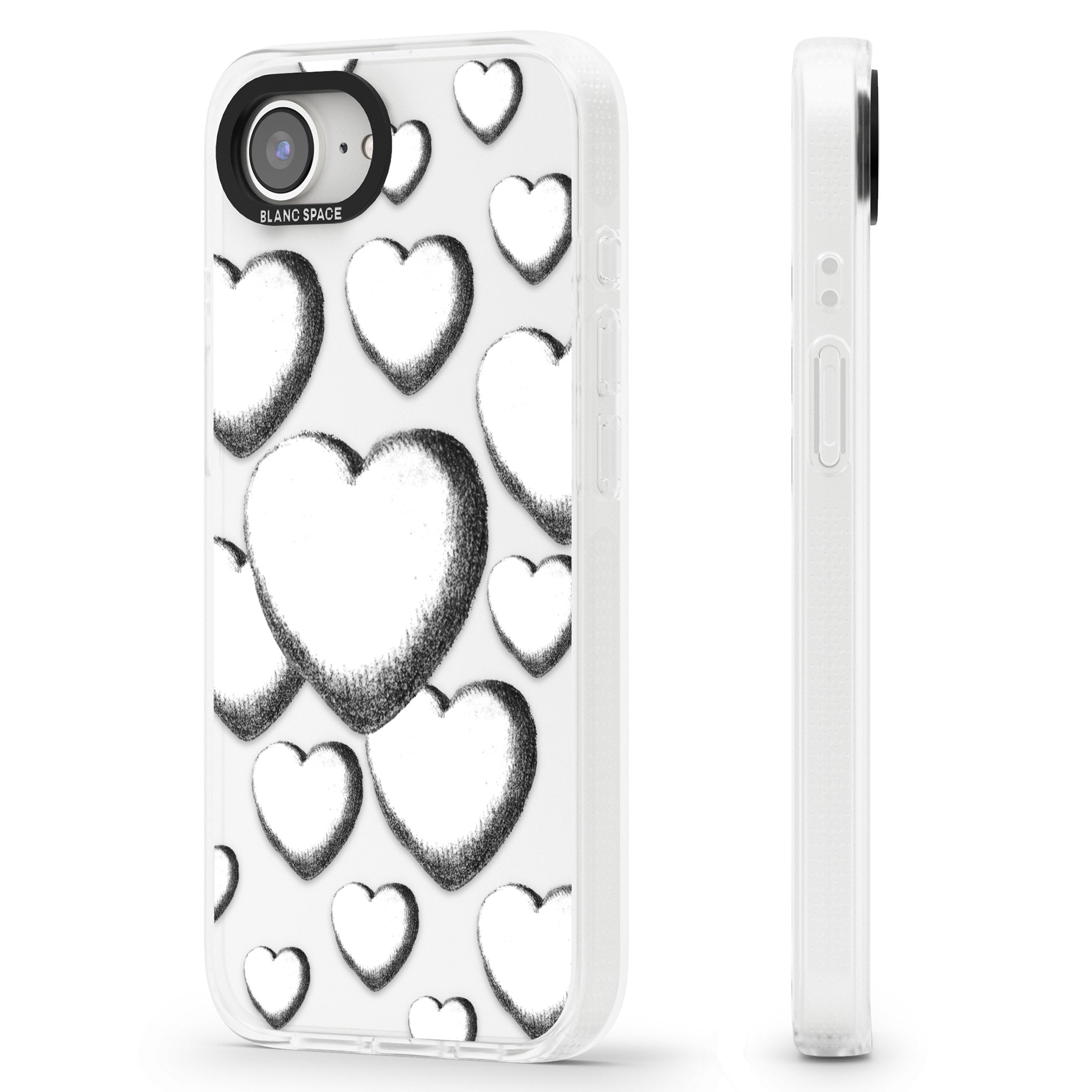 Hand-Drawn Hearts iPhone 16e Clear Case Impact Air - Blanc Space