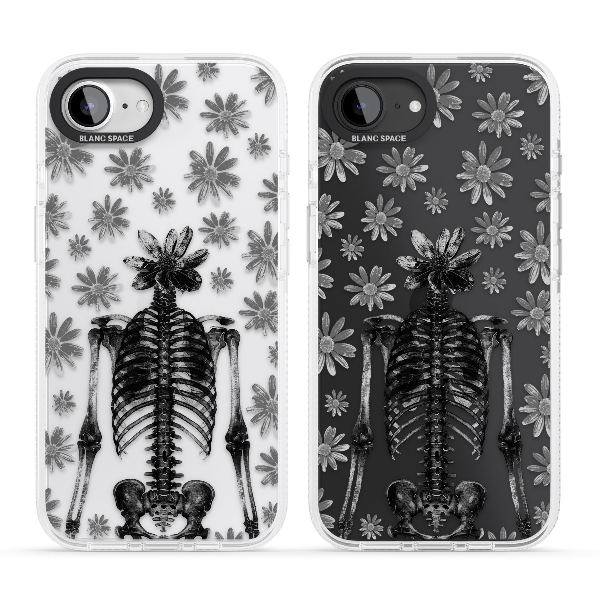 Skeleton Flower iPhone 16e Clear Case Impact Air - Blanc Space