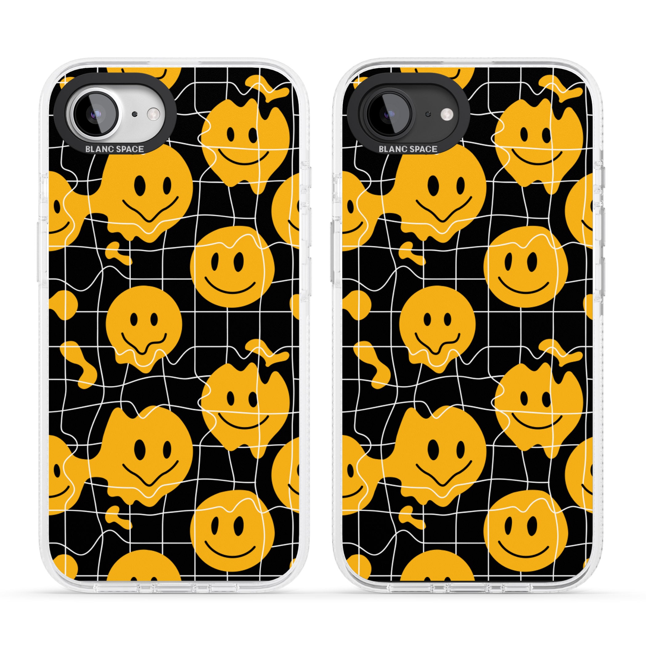 Acid Face Grid Pattern iPhone 16e Clear Case Impact Air - Blanc Space