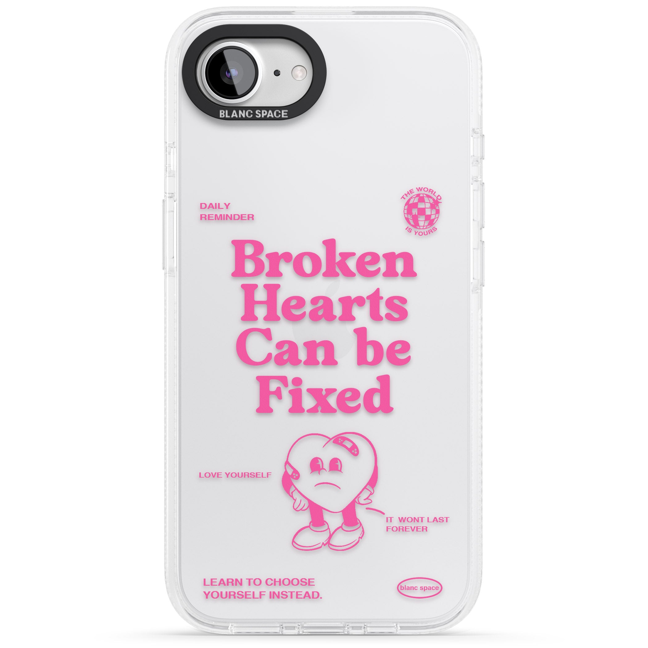 Broken Hearts Can Be Fixed iPhone 16e Clear Case Impact Air - Blanc Space