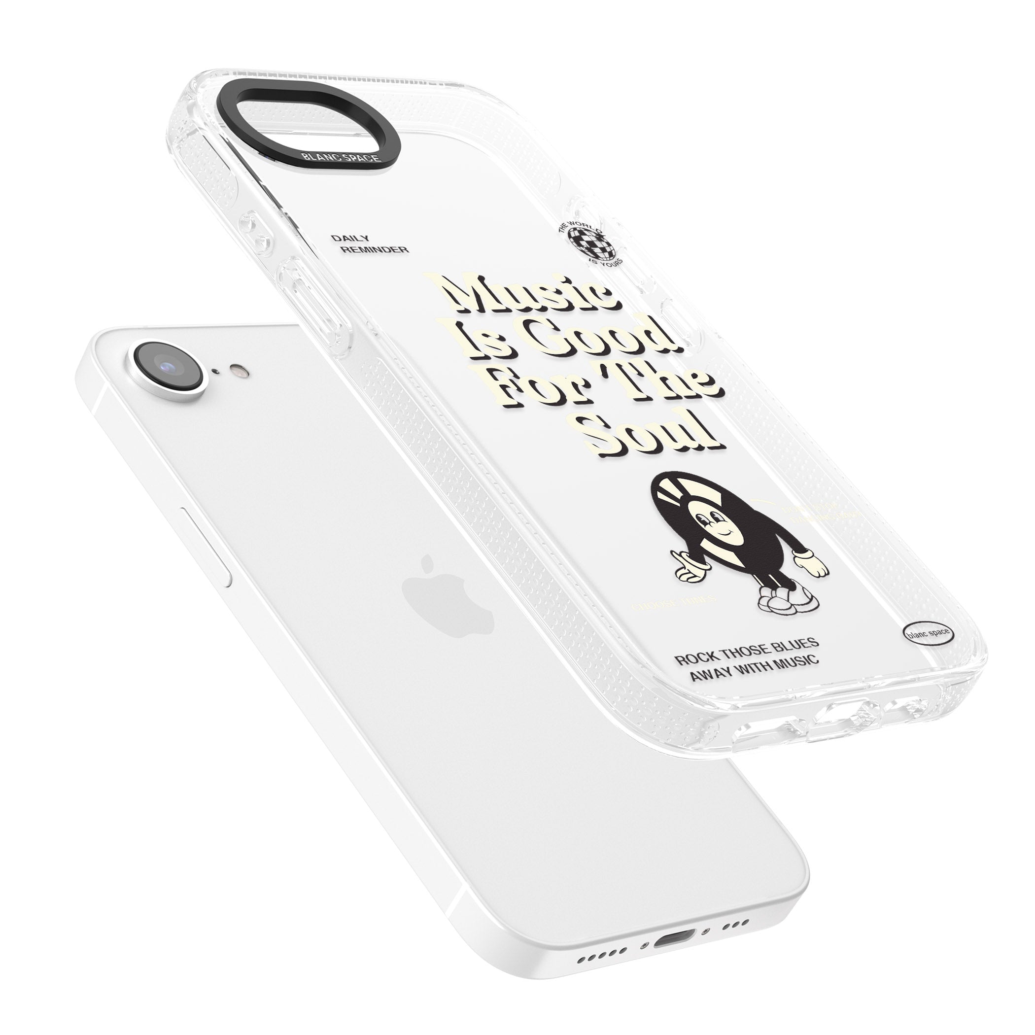 Music Is Good For The Soul iPhone 16e Clear Case Impact Air - Blanc Space