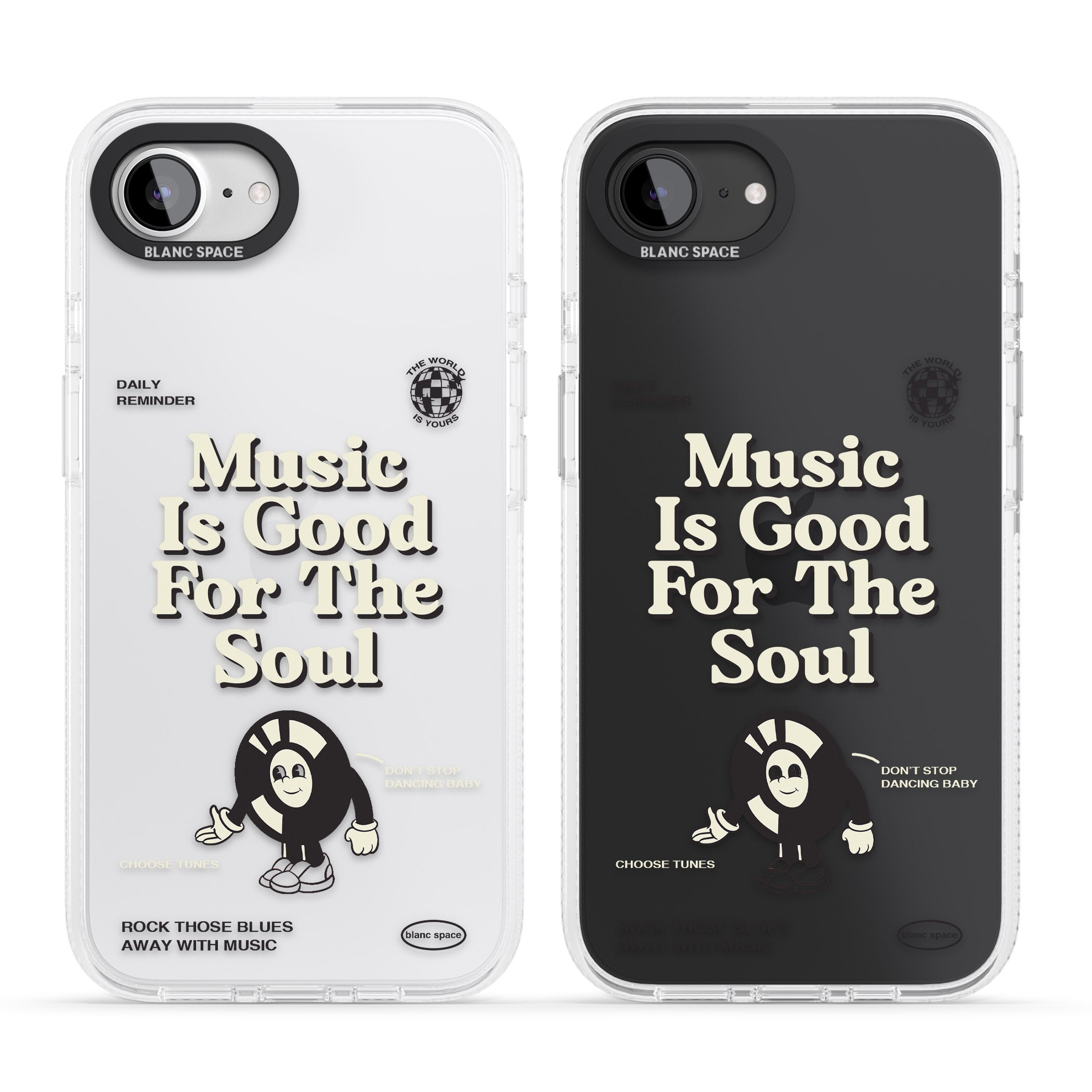Music Is Good For The Soul iPhone 16e Clear Case Impact Air - Blanc Space